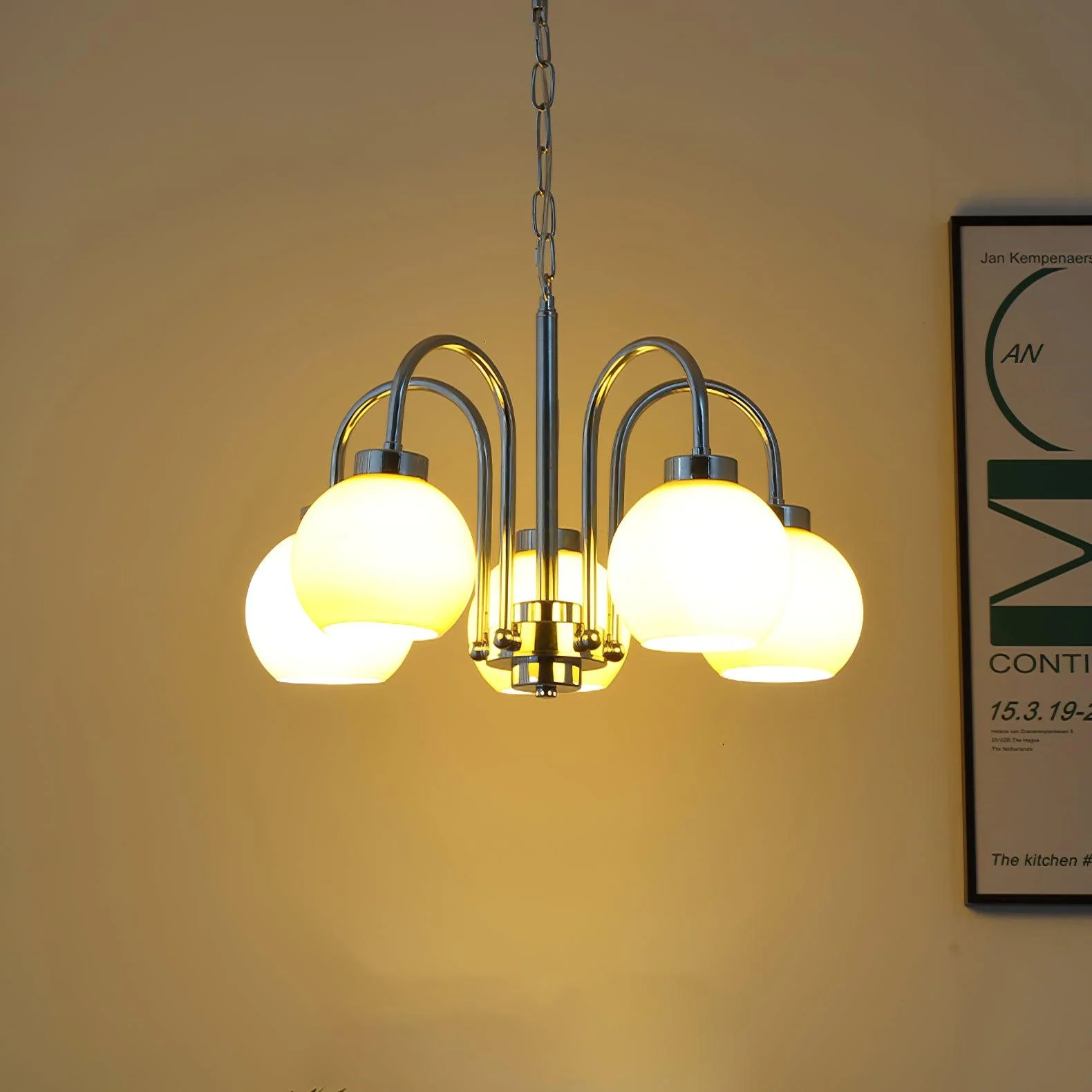 Lustra Chandelier Yellow Glass Globes - Image 81