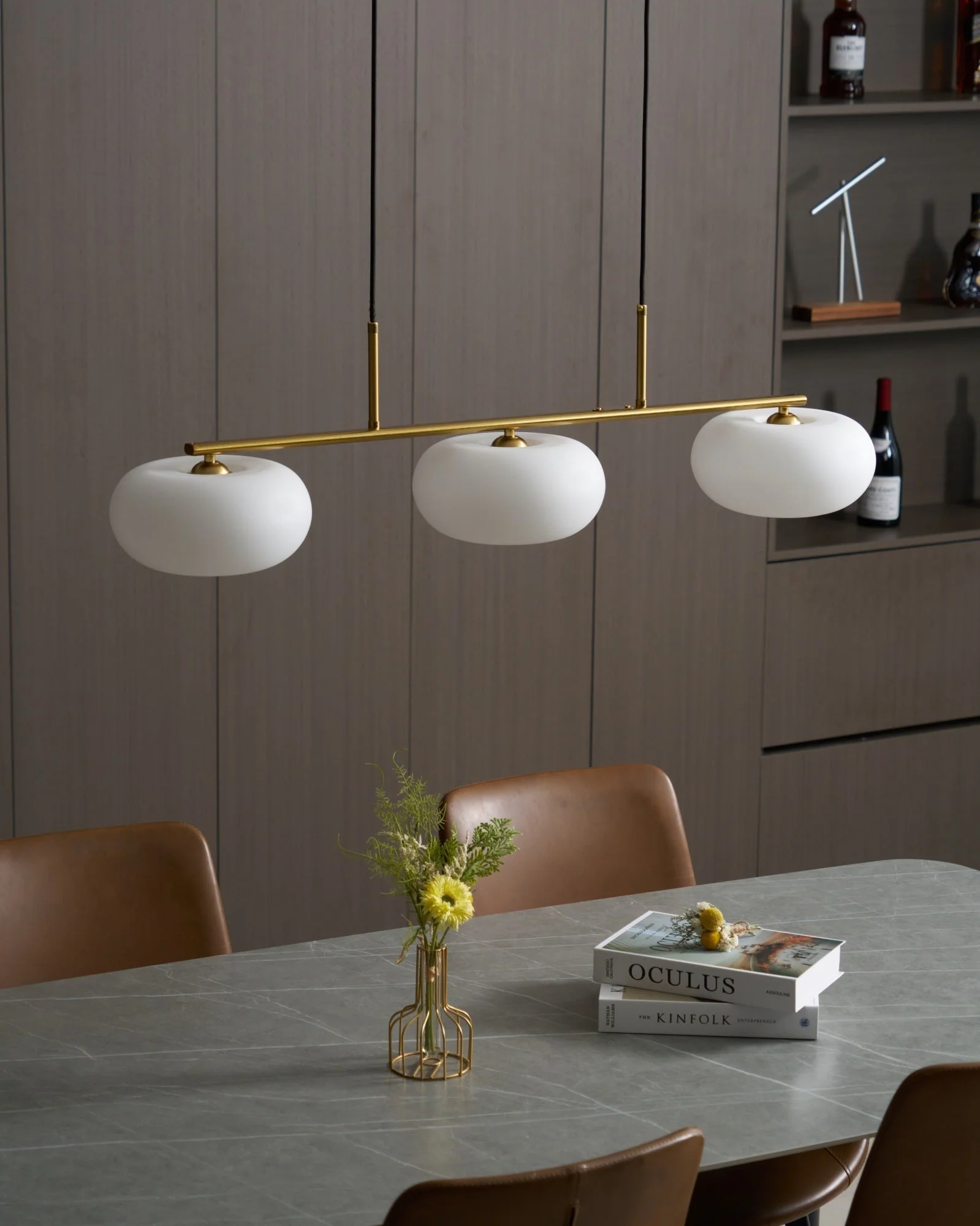 Lustra Pendant Lamp 3-Light Globe Shaped Linear - Image 12