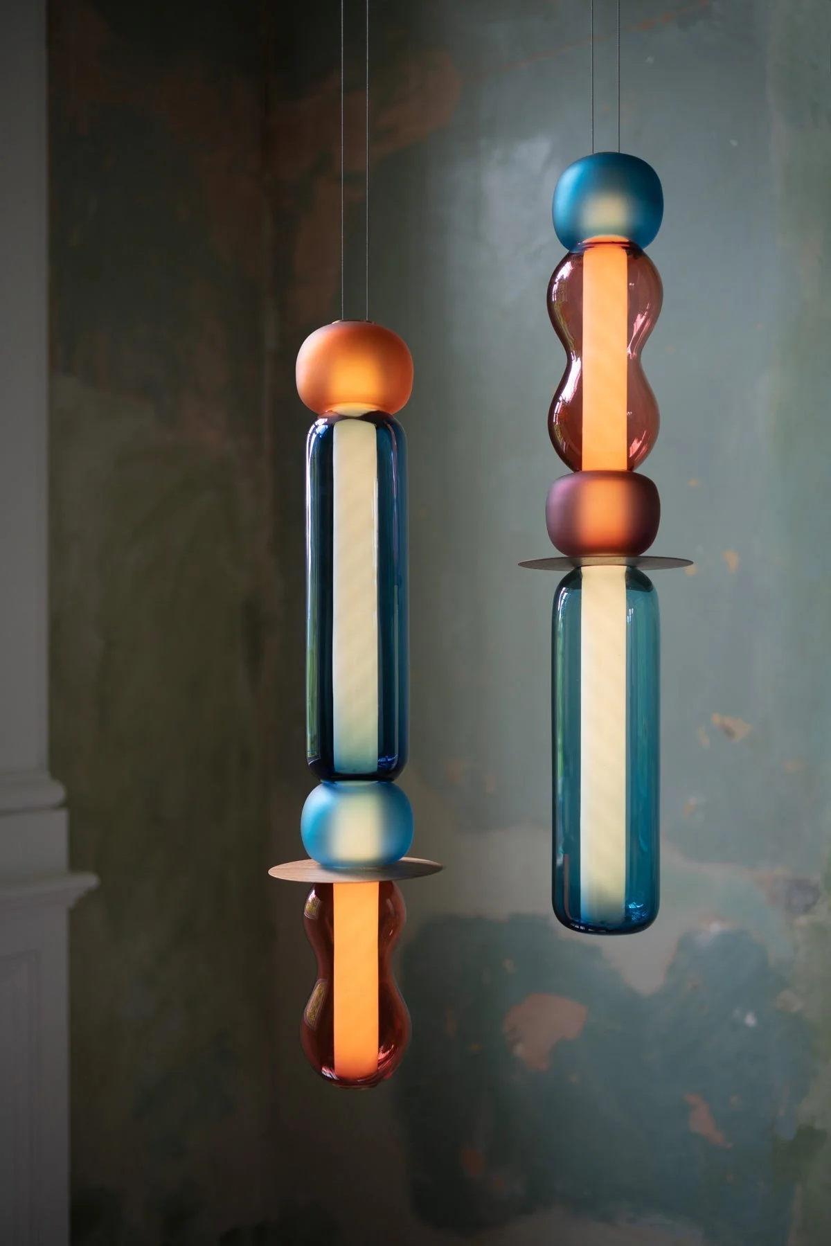 Lustra Pendant Lamp Colored Glass Modern - Image 14