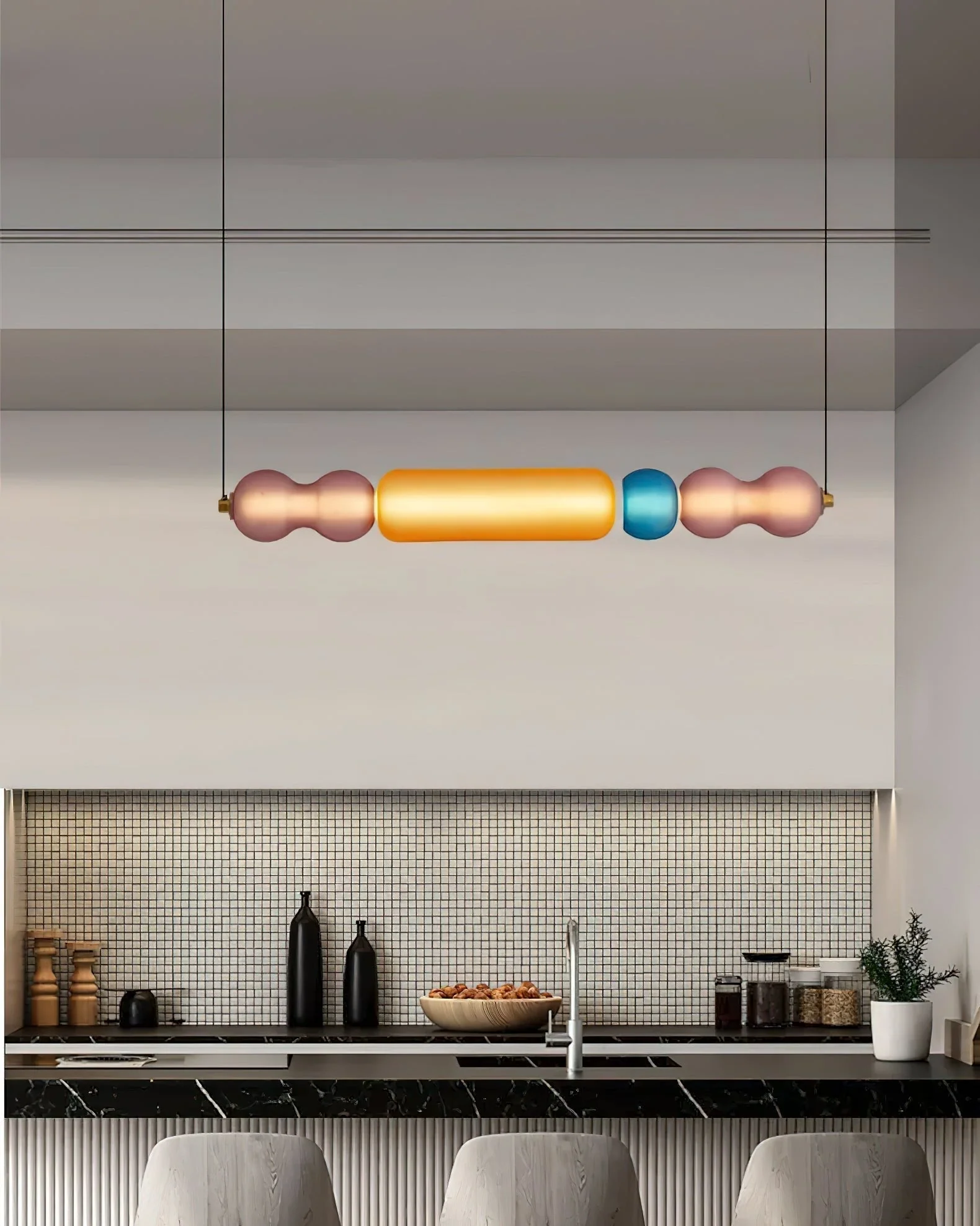 Lustra Pendant Lamp Colored Glass Modern - Image 16