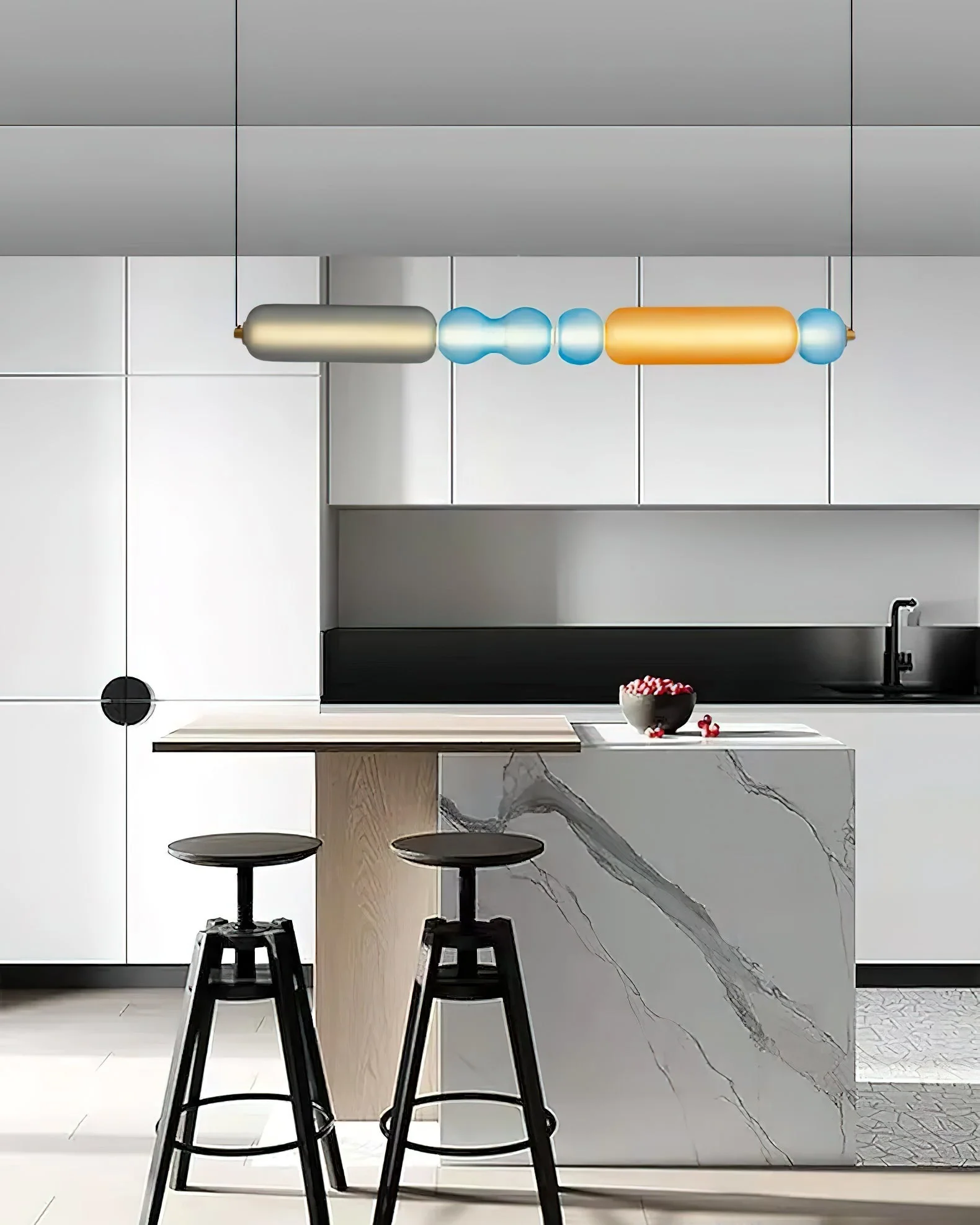 Lustra Pendant Lamp Colored Glass Modern - Image 31