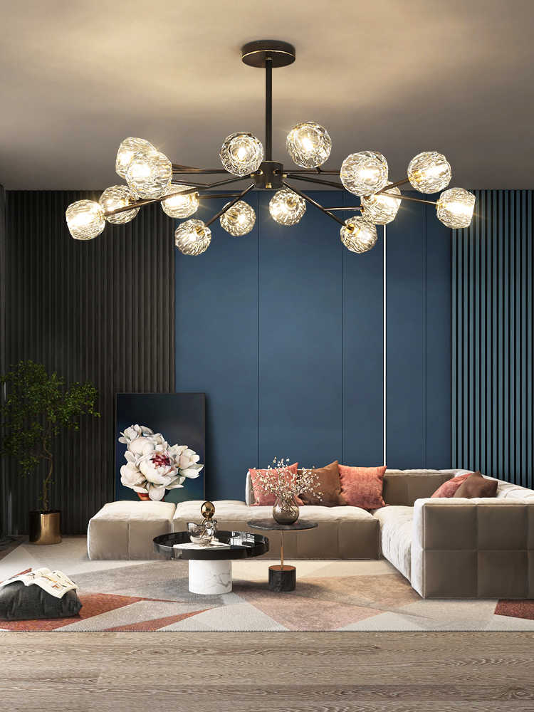 Lustra Pendant Lamp Crystal Ball Brass Cluster - Image 122