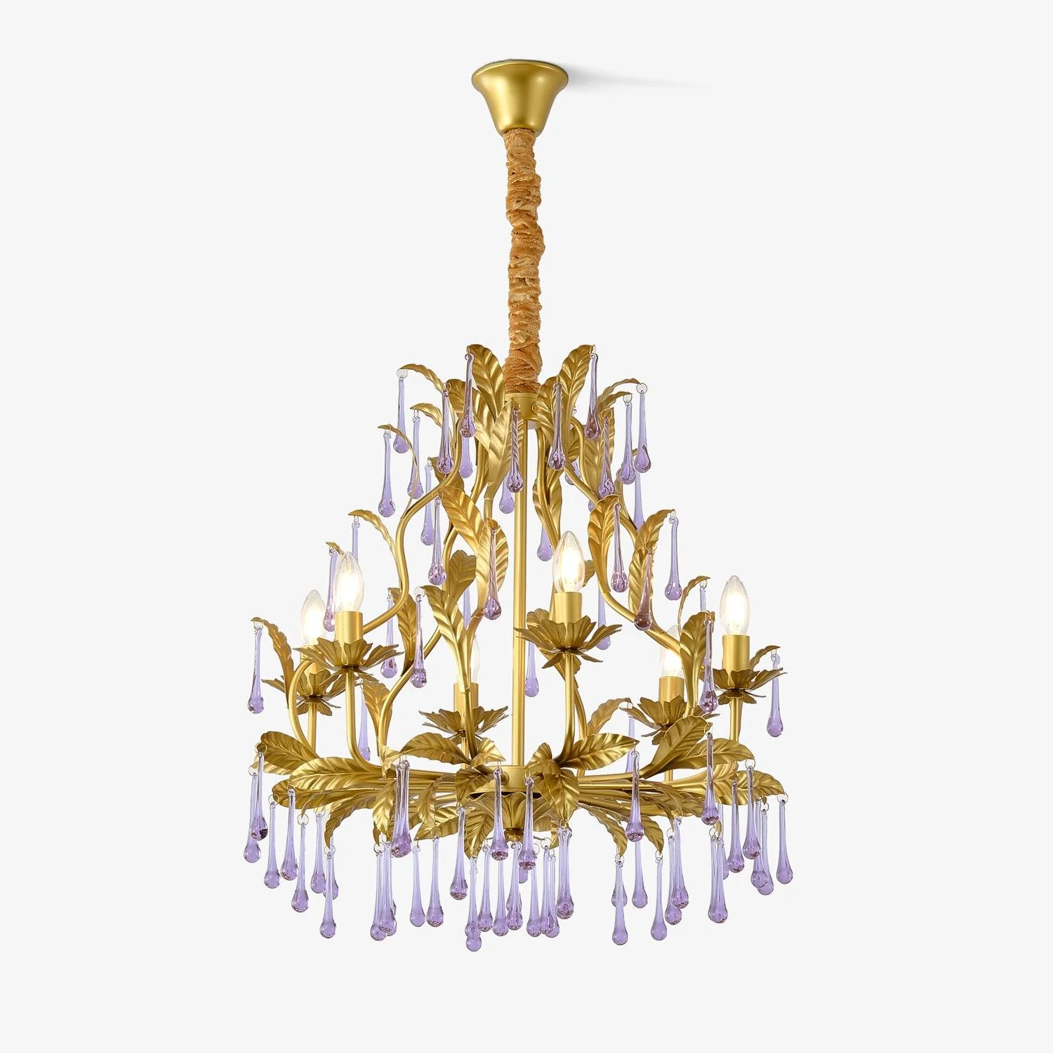 Lustra Pendant Lamp Drops Gold Leaves