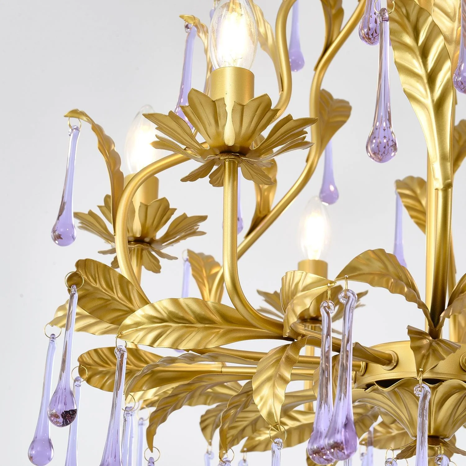 Lustra Pendant Lamp Drops Gold Leaves - Image 12