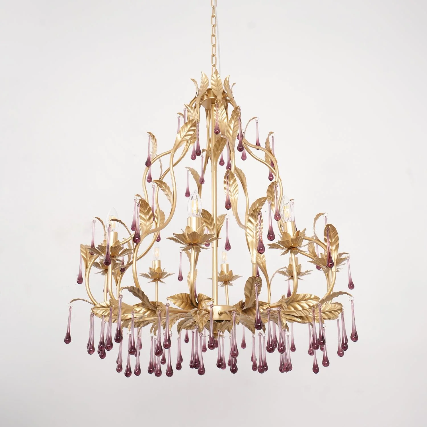 Lustra Pendant Lamp Drops Gold Leaves - Image 13