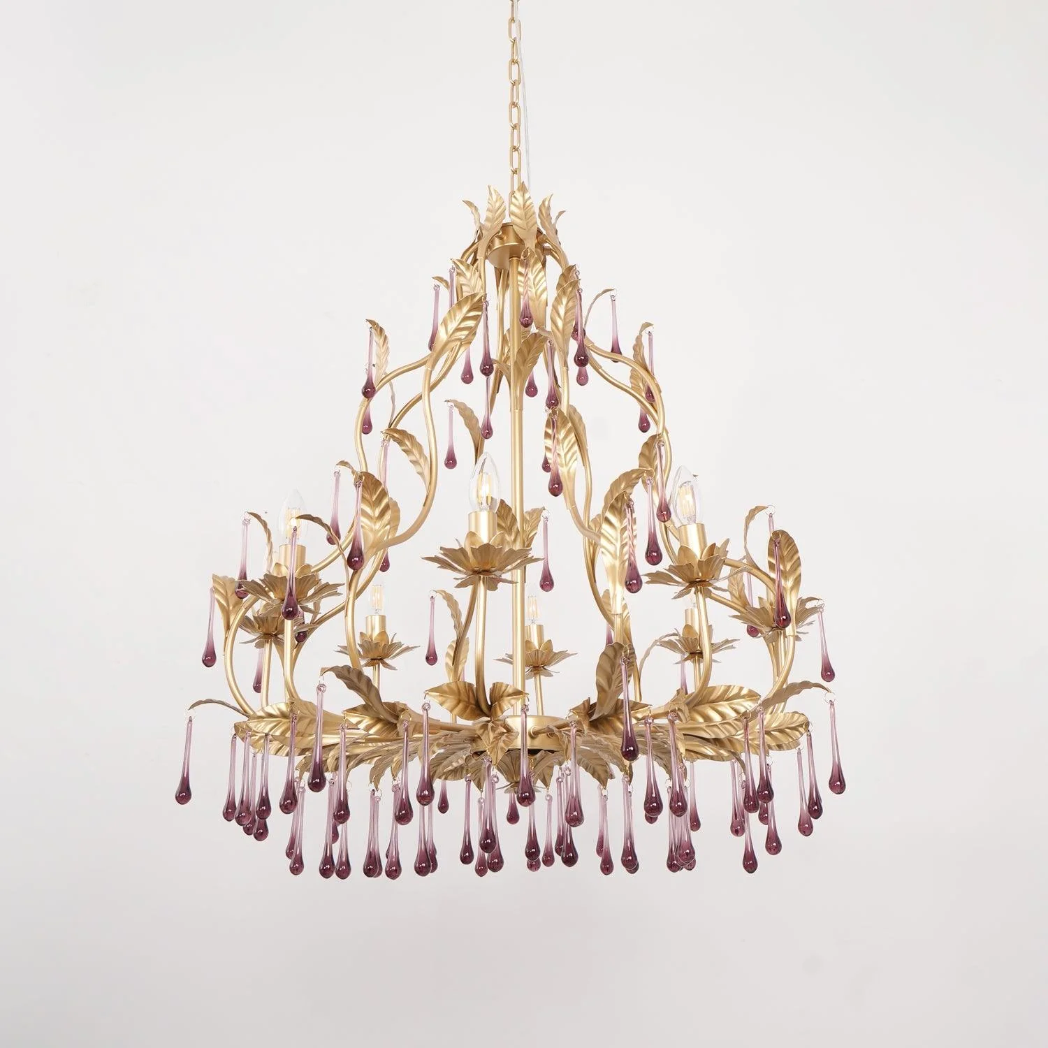 Lustra Pendant Lamp Drops Gold Leaves - Image 14