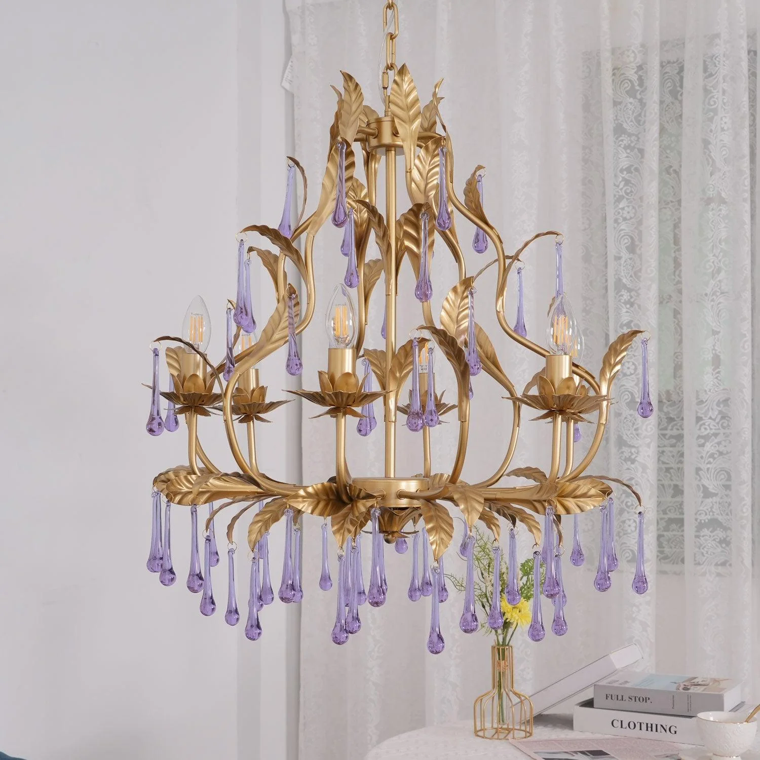 Lustra Pendant Lamp Drops Gold Leaves - Image 17