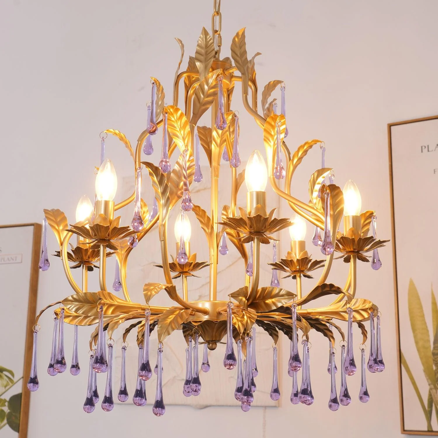 Lustra Pendant Lamp Drops Gold Leaves - Image 19