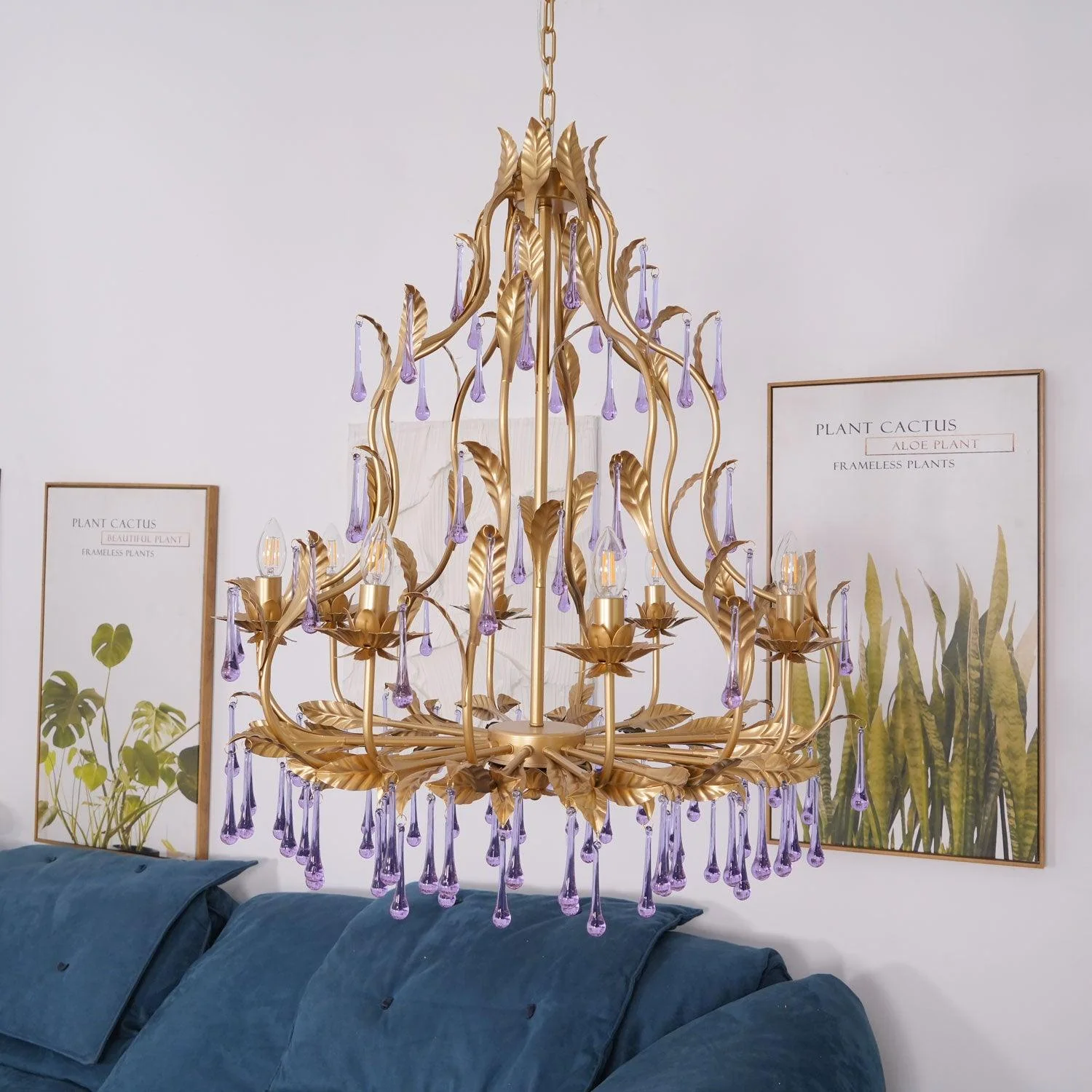 Lustra Pendant Lamp Drops Gold Leaves - Image 22