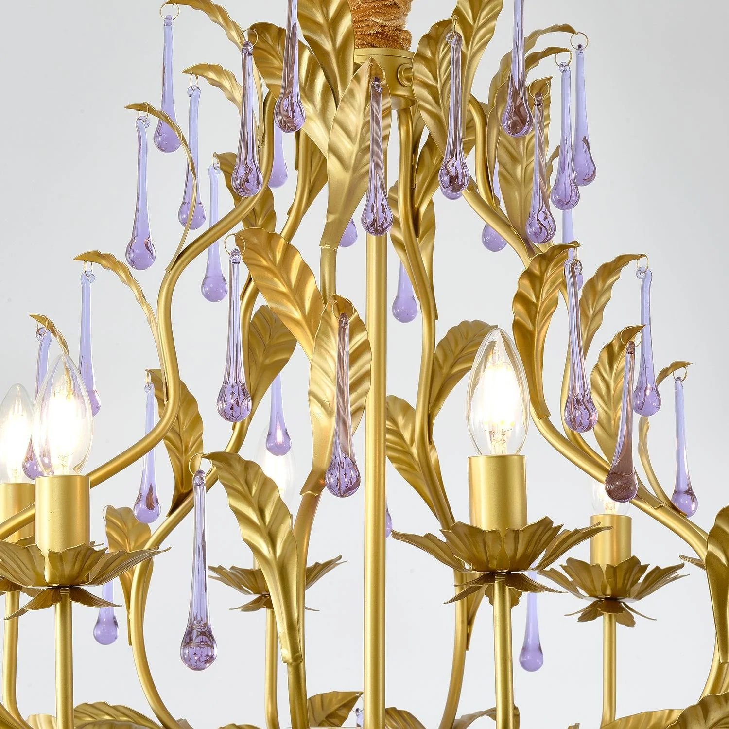 Lustra Pendant Lamp Drops Gold Leaves - Image 23