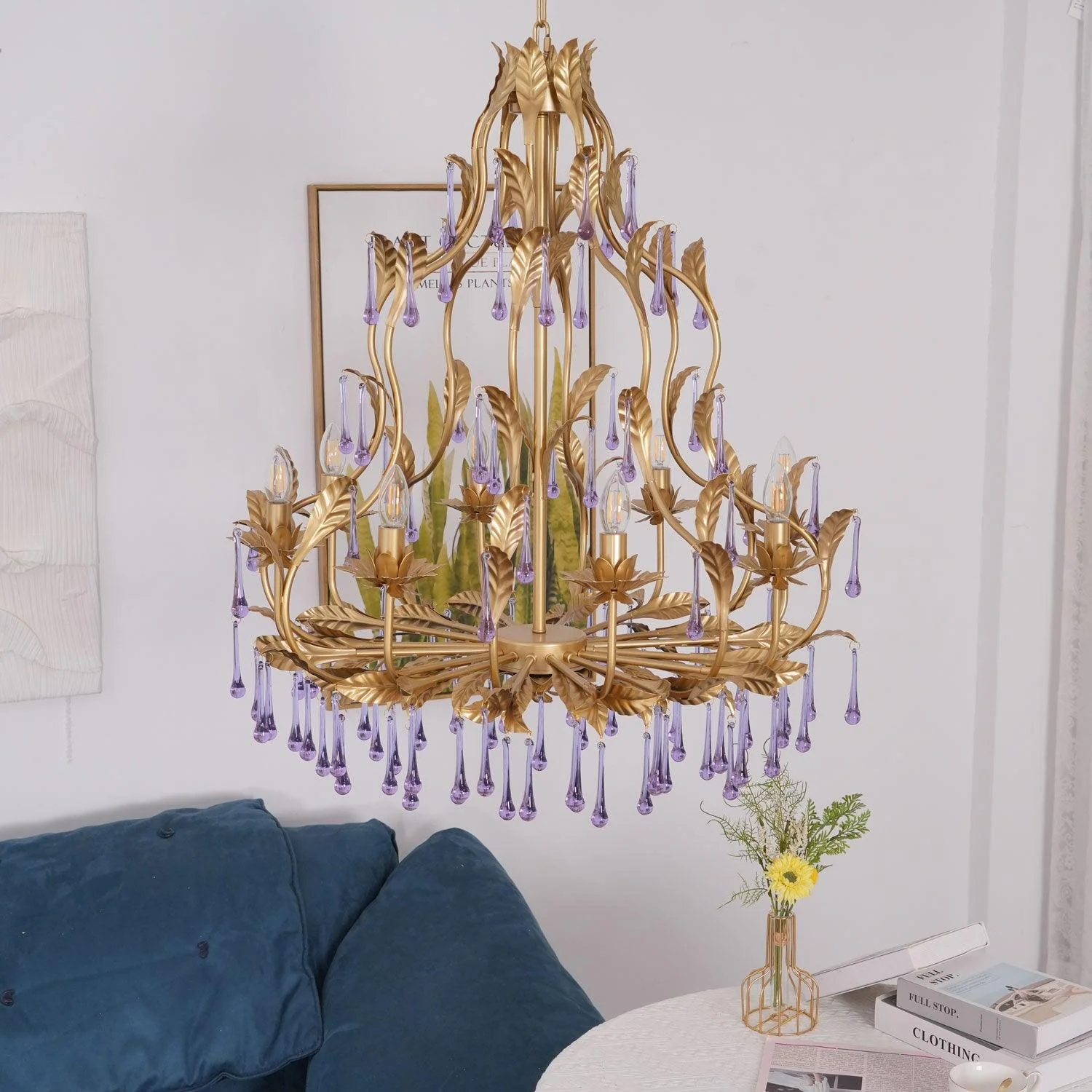 Lustra Pendant Lamp Drops Gold Leaves - Image 24