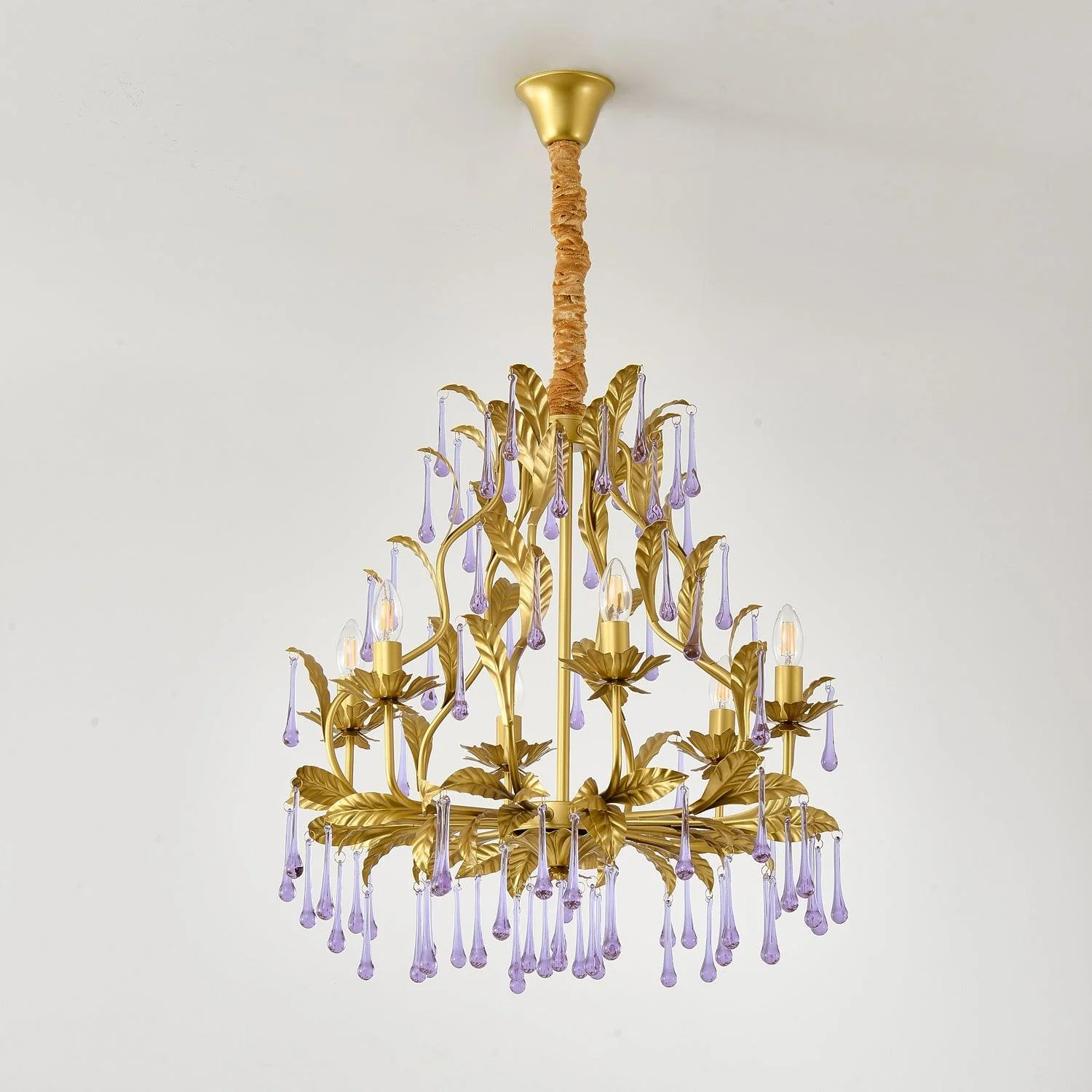 Lustra Pendant Lamp Drops Gold Leaves - Image 26