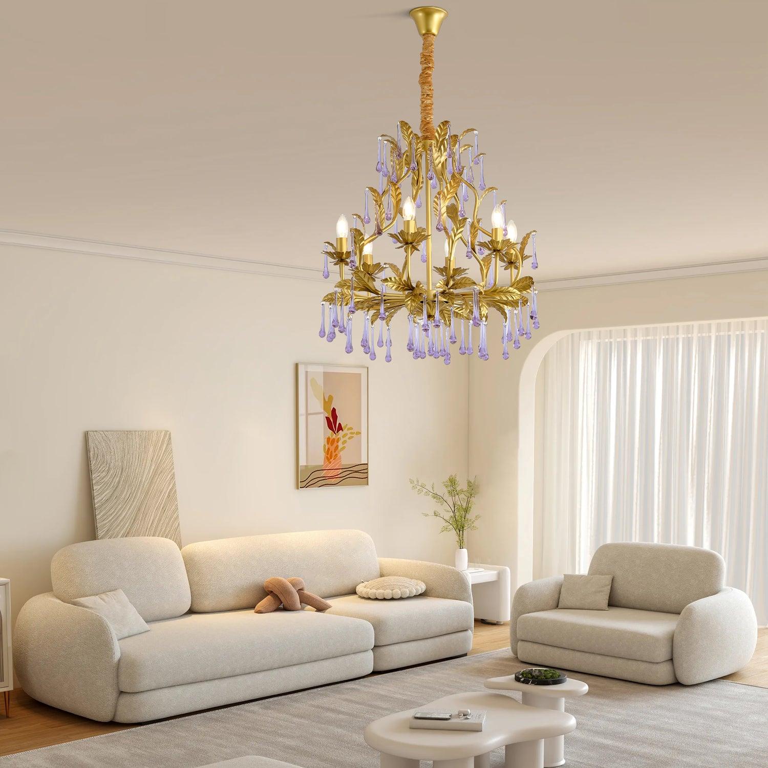 Lustra Pendant Lamp Drops Gold Leaves - Image 28
