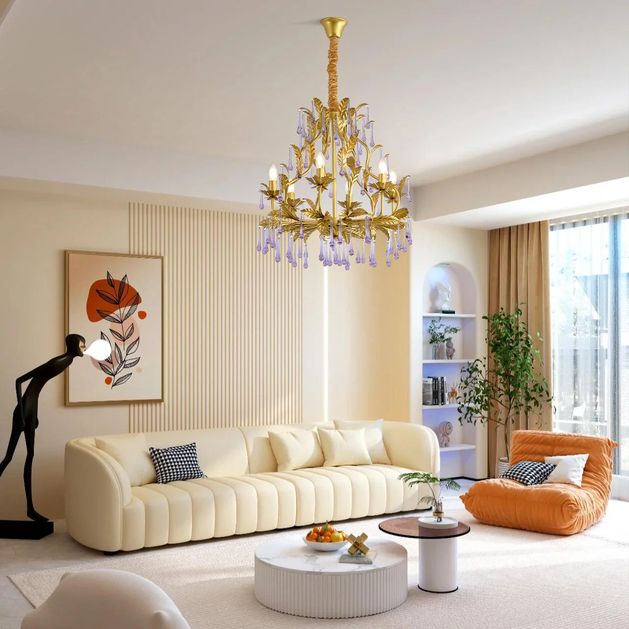 Lustra Pendant Lamp Drops Gold Leaves - Image 29