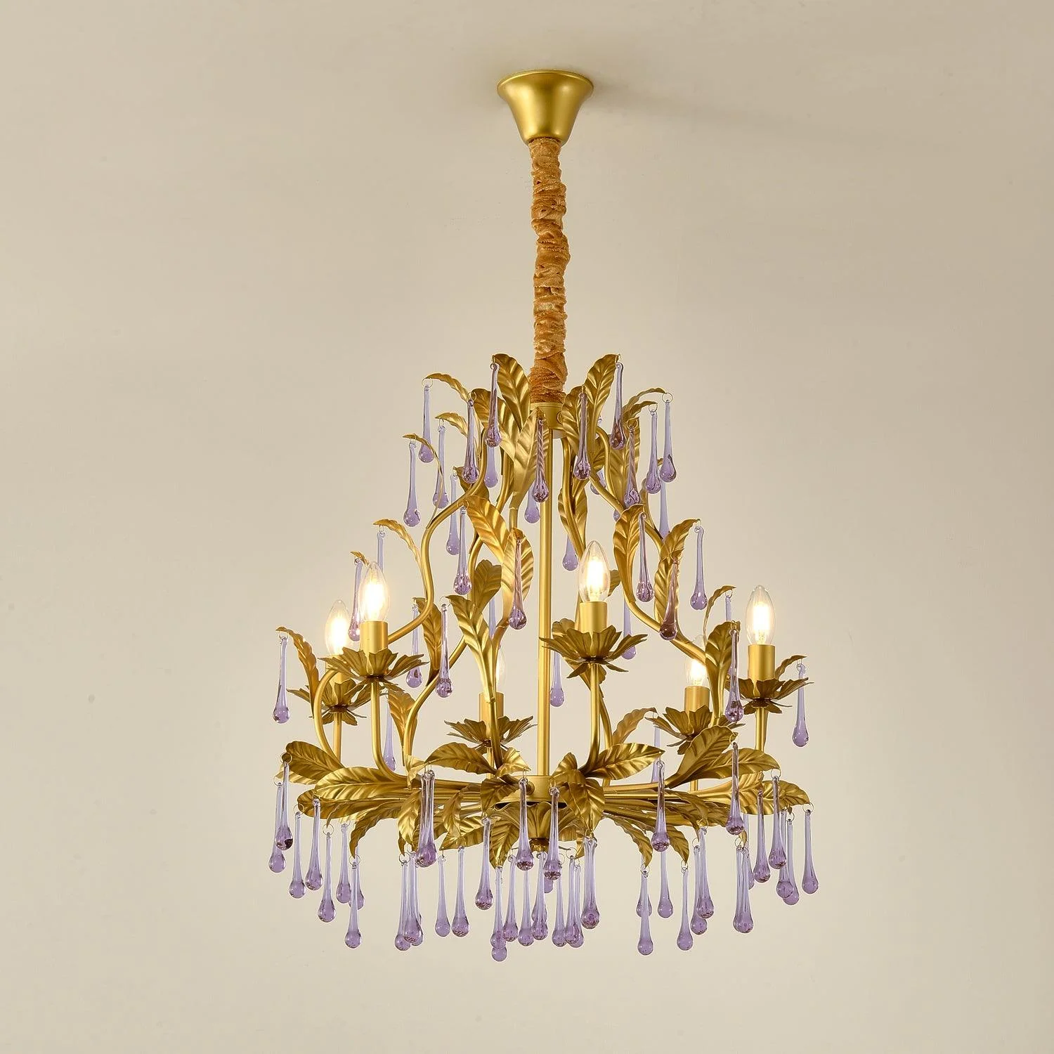 Lustra Pendant Lamp Drops Gold Leaves - Image 30