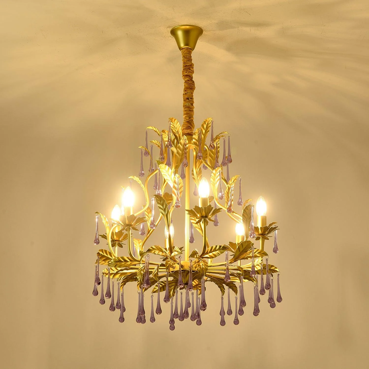 Lustra Pendant Lamp Drops Gold Leaves - Image 31