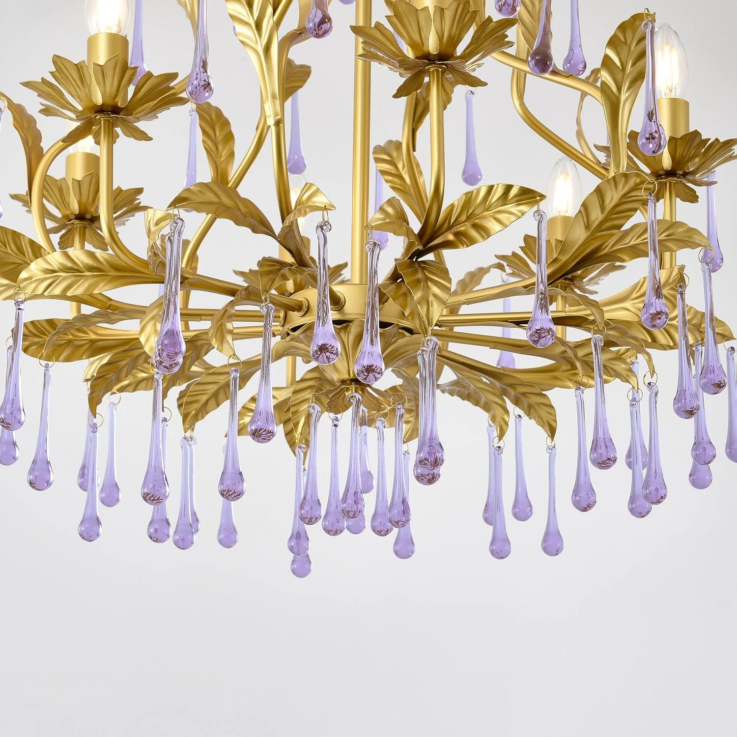 Lustra Pendant Lamp Drops Gold Leaves - Image 33