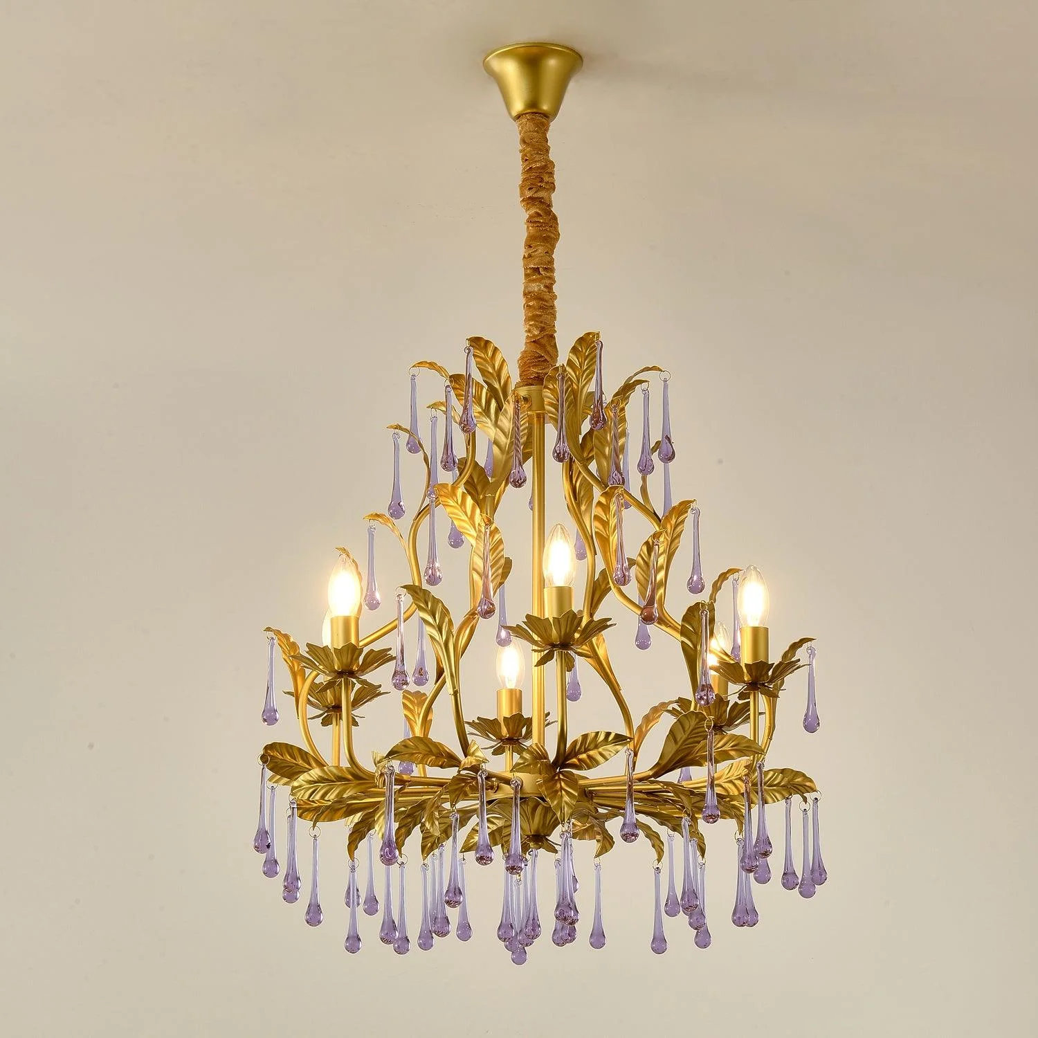 Lustra Pendant Lamp Drops Gold Leaves - Image 35
