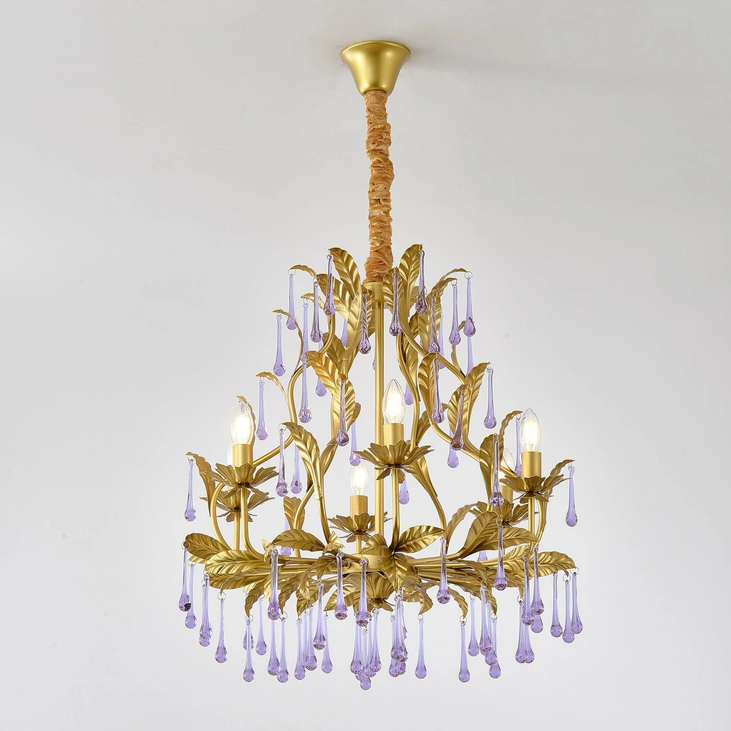 Lustra Pendant Lamp Drops Gold Leaves - Image 36