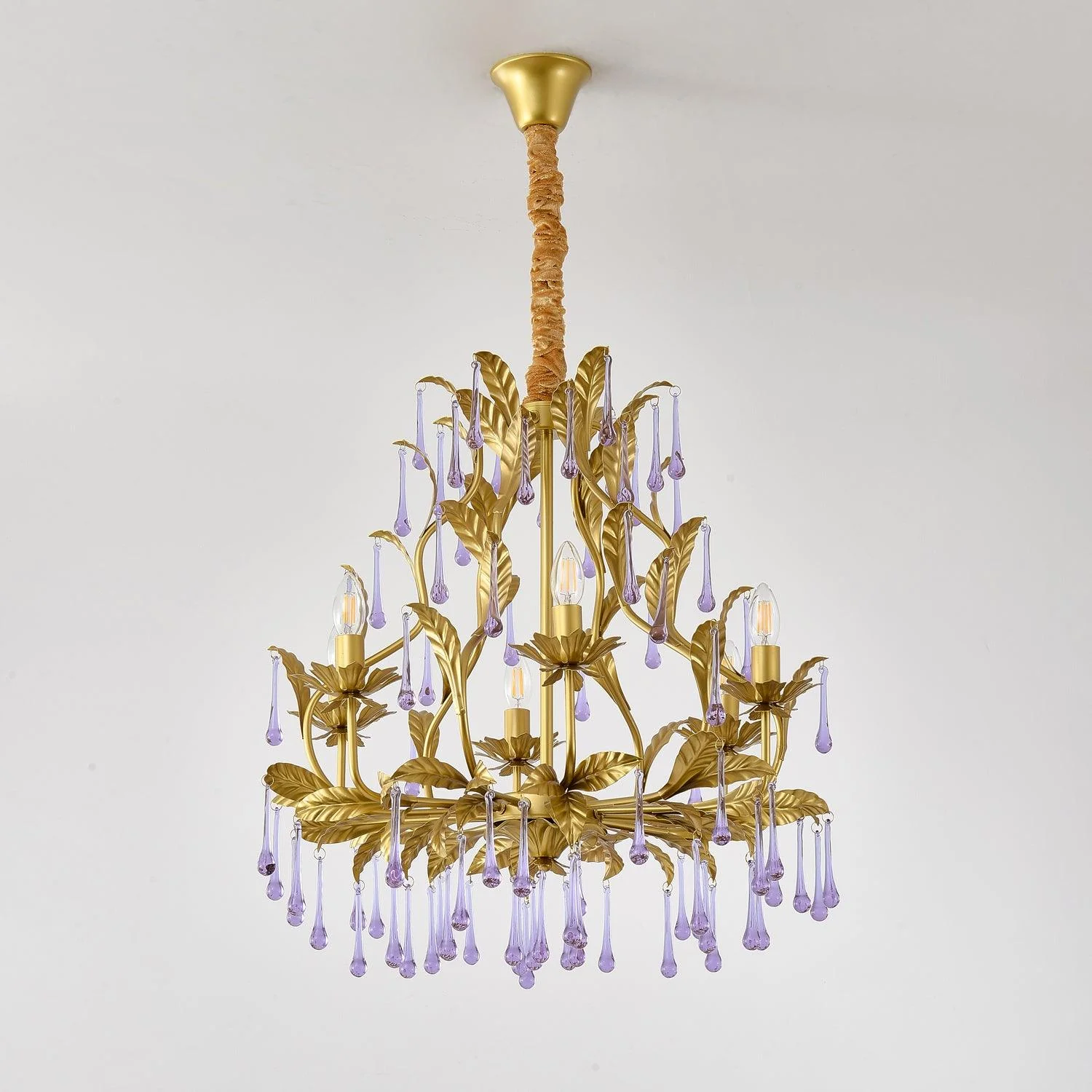 Lustra Pendant Lamp Drops Gold Leaves - Image 37