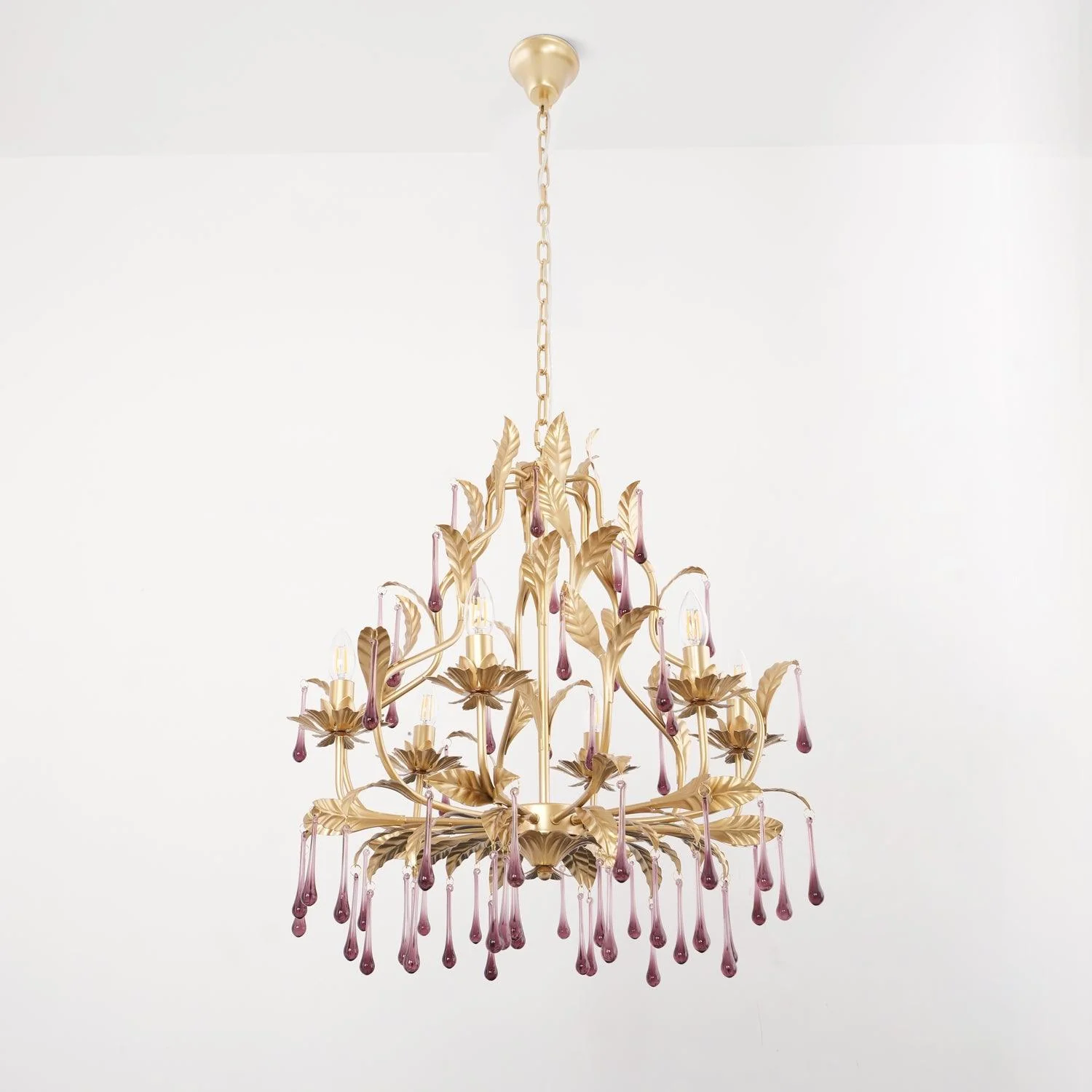 Lustra Pendant Lamp Drops Gold Leaves - Image 39