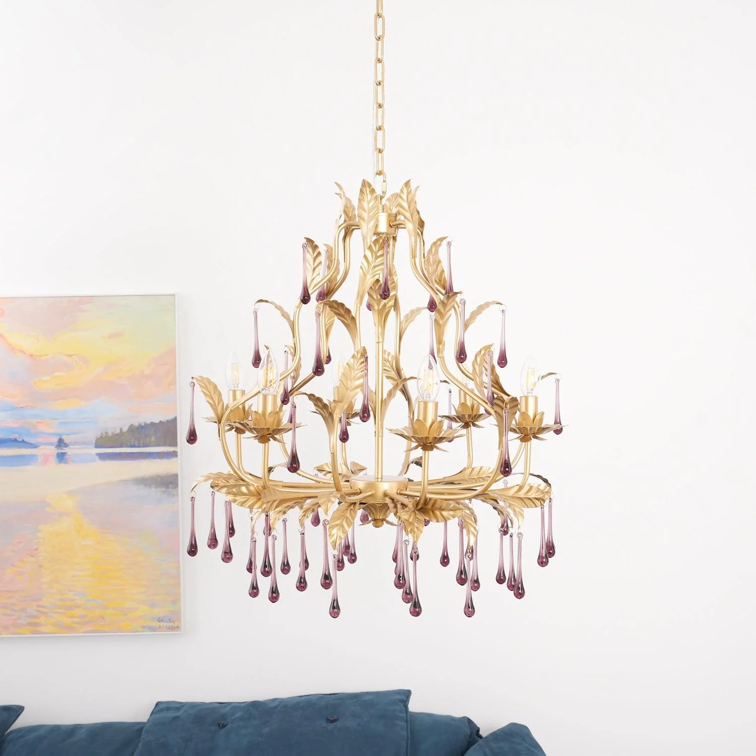 Lustra Pendant Lamp Drops Gold Leaves - Image 5