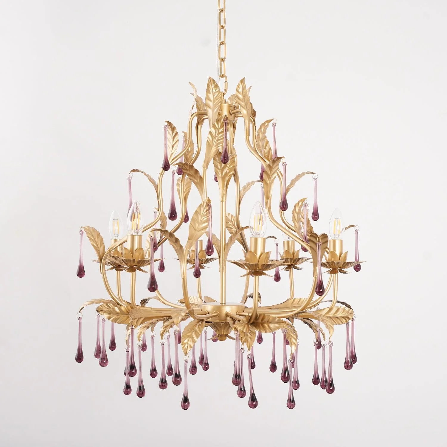 Lustra Pendant Lamp Drops Gold Leaves - Image 8