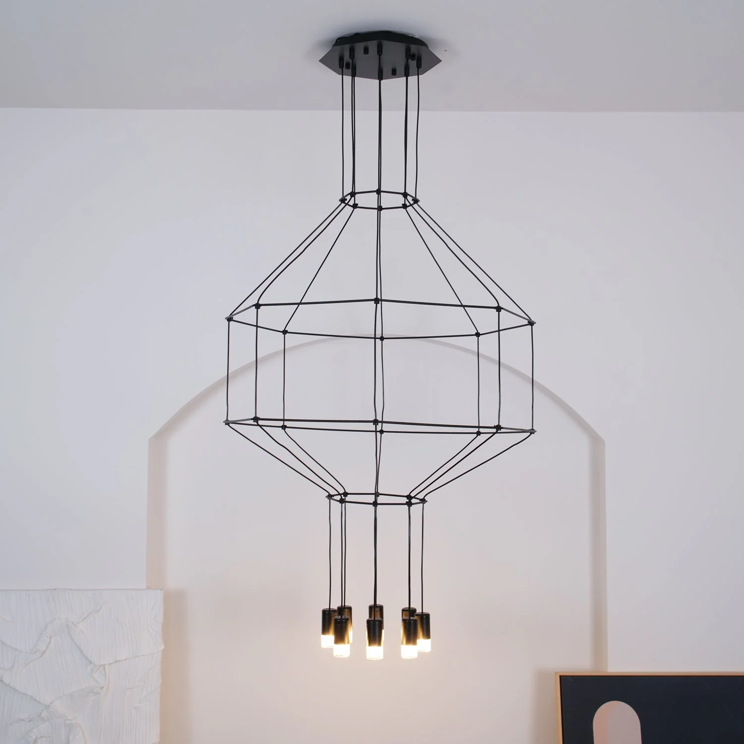 Lustra Pendant Lamp Geometric Wire Black LED - Image 28