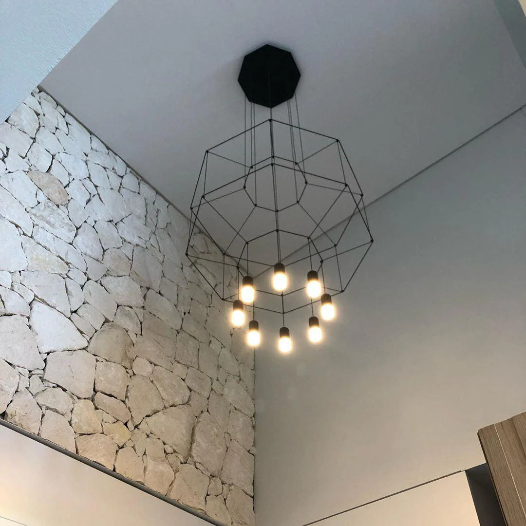 Lustra Pendant Lamp Geometric Wire Black LED - Image 33