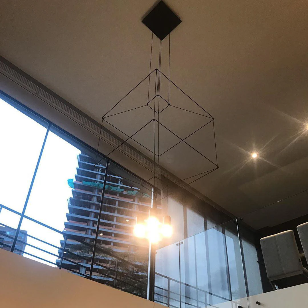 Lustra Pendant Lamp Geometric Wire Black LED - Image 35