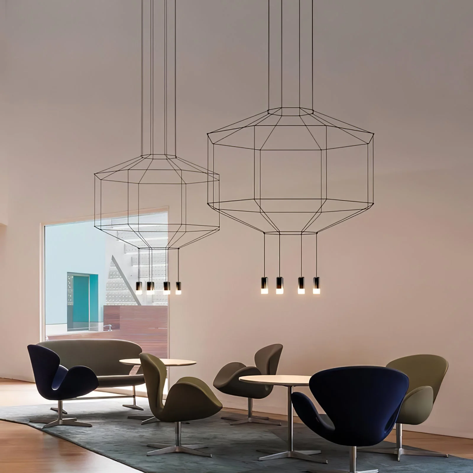 Lustra Pendant Lamp Geometric Wire Black LED - Image 4