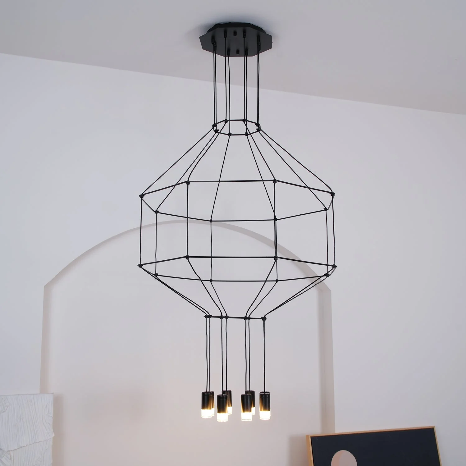 Lustra Pendant Lamp Geometric Wire Black LED - Image 40