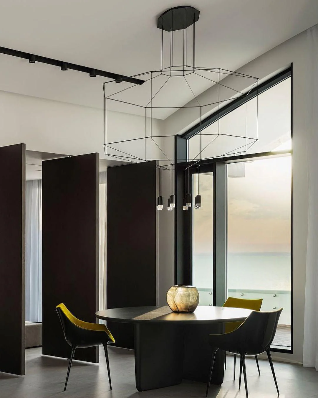 Lustra Pendant Lamp Geometric Wire Black LED - Image 48