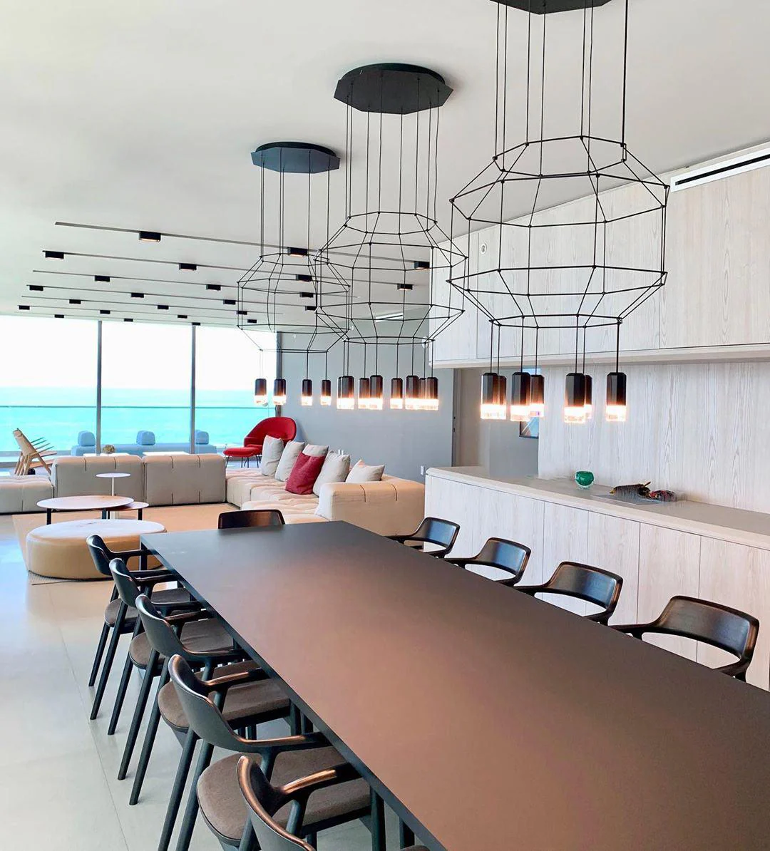Lustra Pendant Lamp Geometric Wire Black LED - Image 49