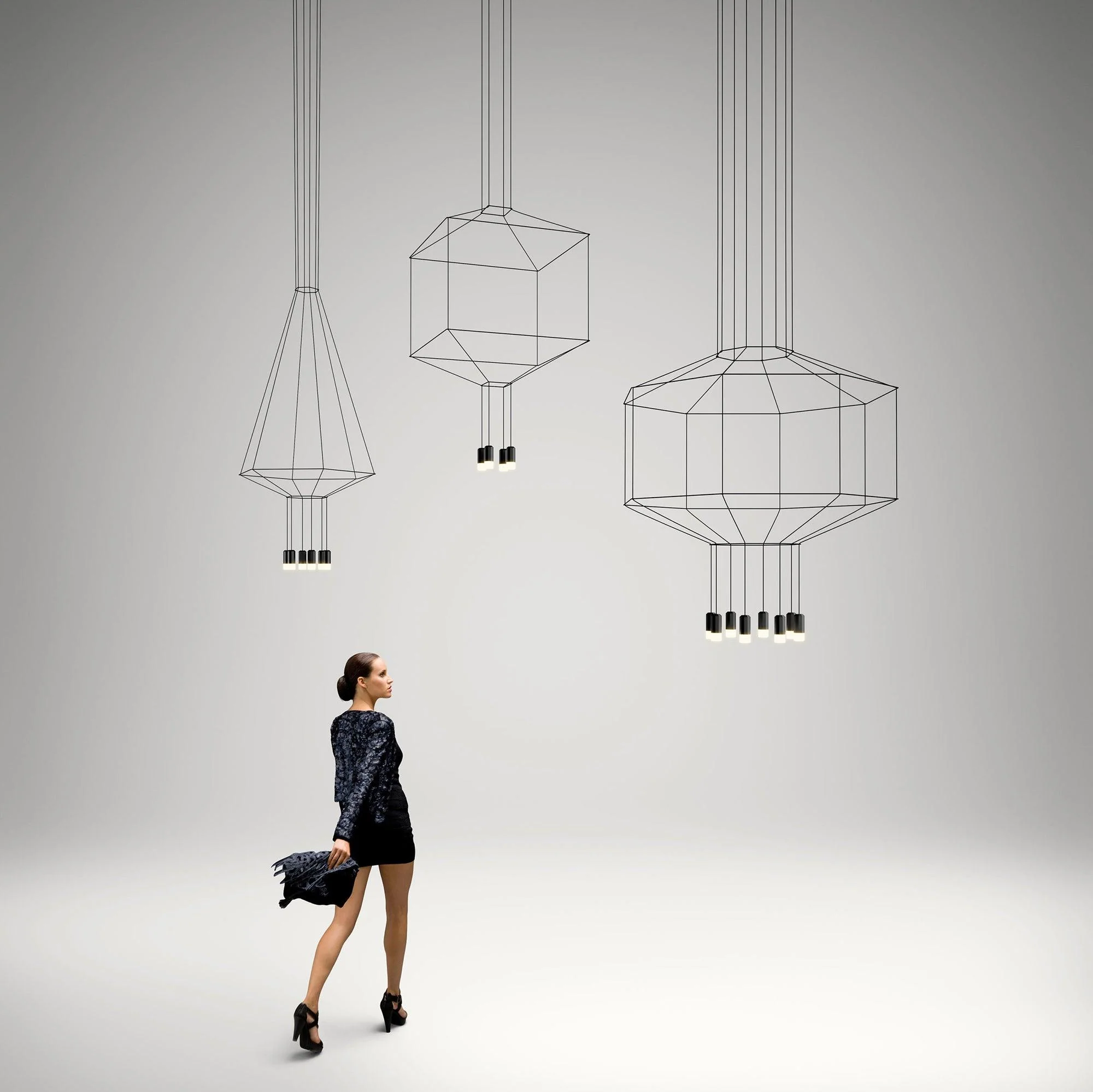 Lustra Pendant Lamp Geometric Wire Black LED - Image 53