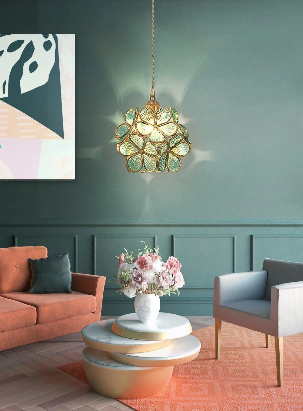 Lustra Pendant Lamp Glass Petal Shaped Kitchen - Image 17