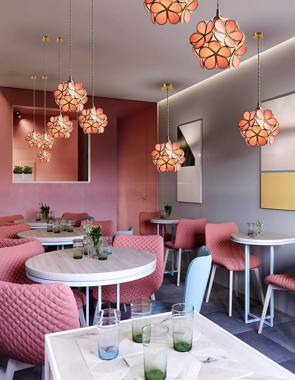Lustra Pendant Lamp Glass Petal Shaped Kitchen - Image 46