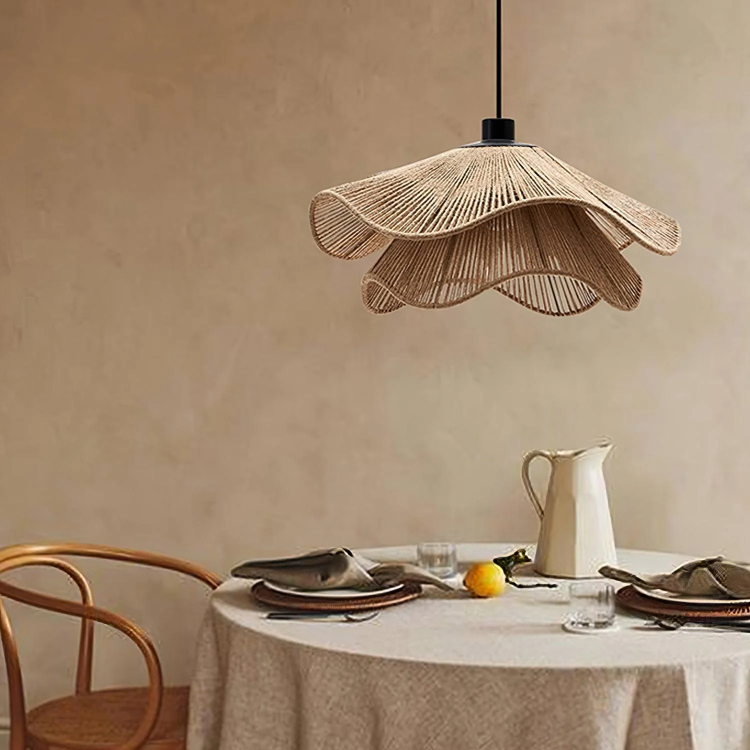Lustra Pendant Lamp Handmade Straw Hat Double Layer - Image 12