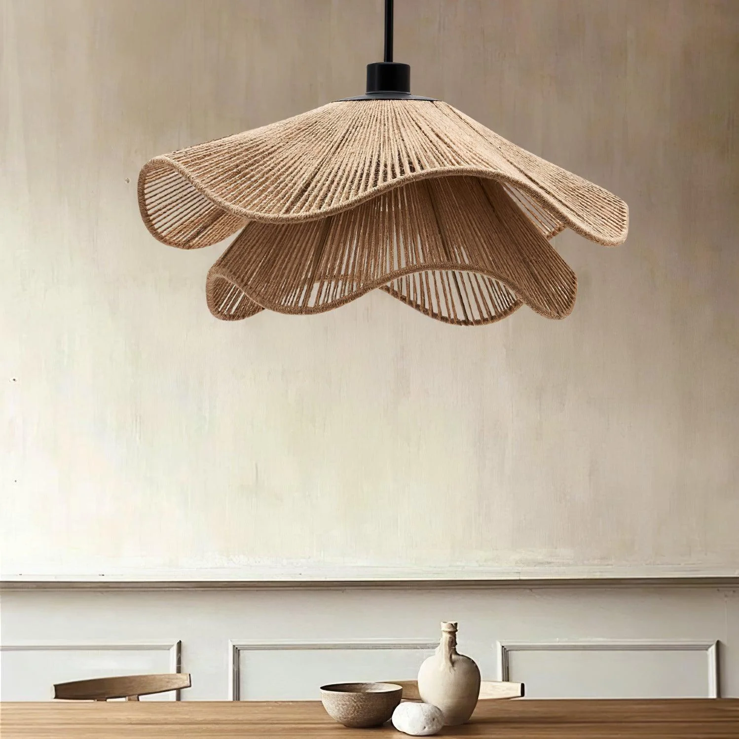 Lustra Pendant Lamp Handmade Straw Hat Double Layer - Image 27