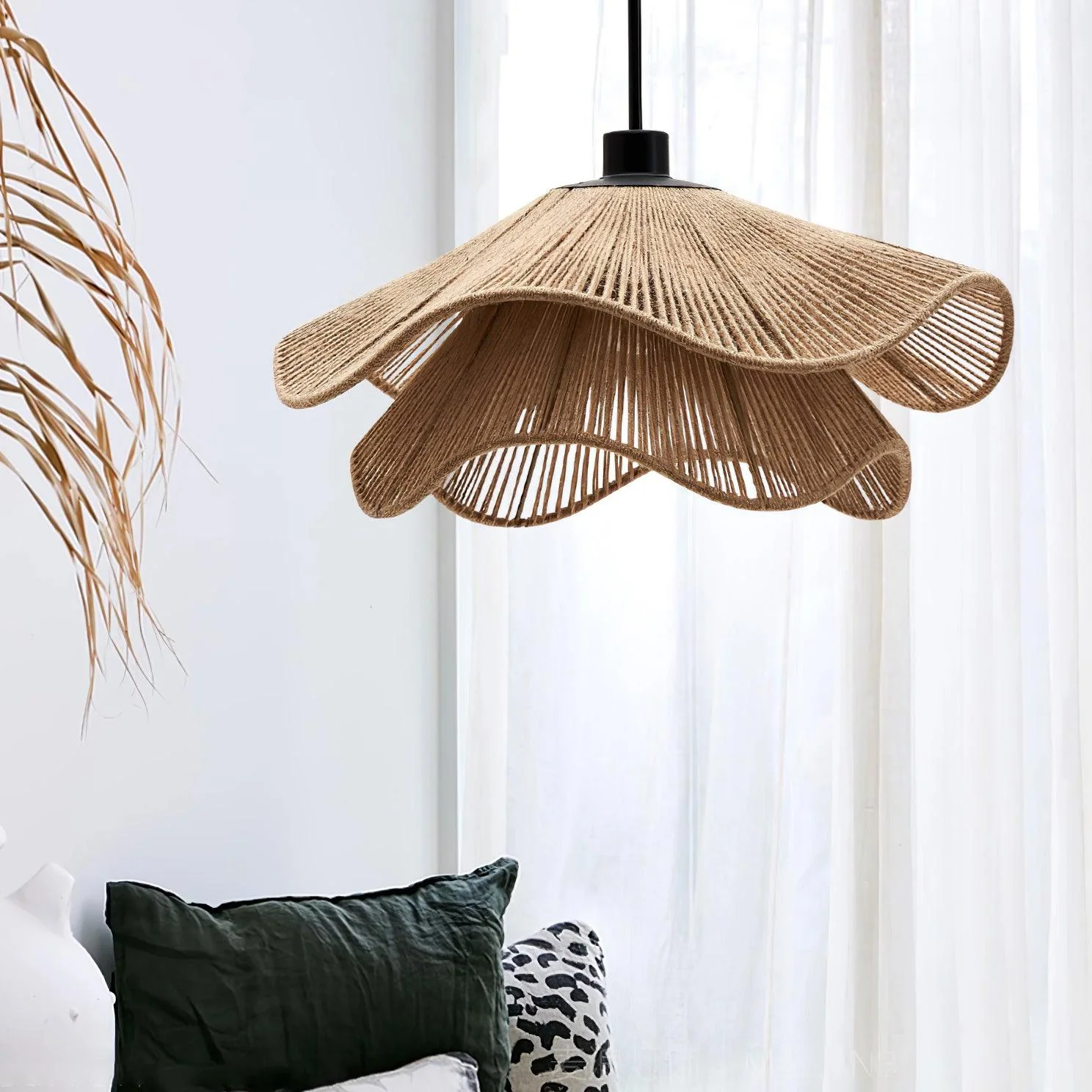 Lustra Pendant Lamp Handmade Straw Hat Double Layer - Image 4