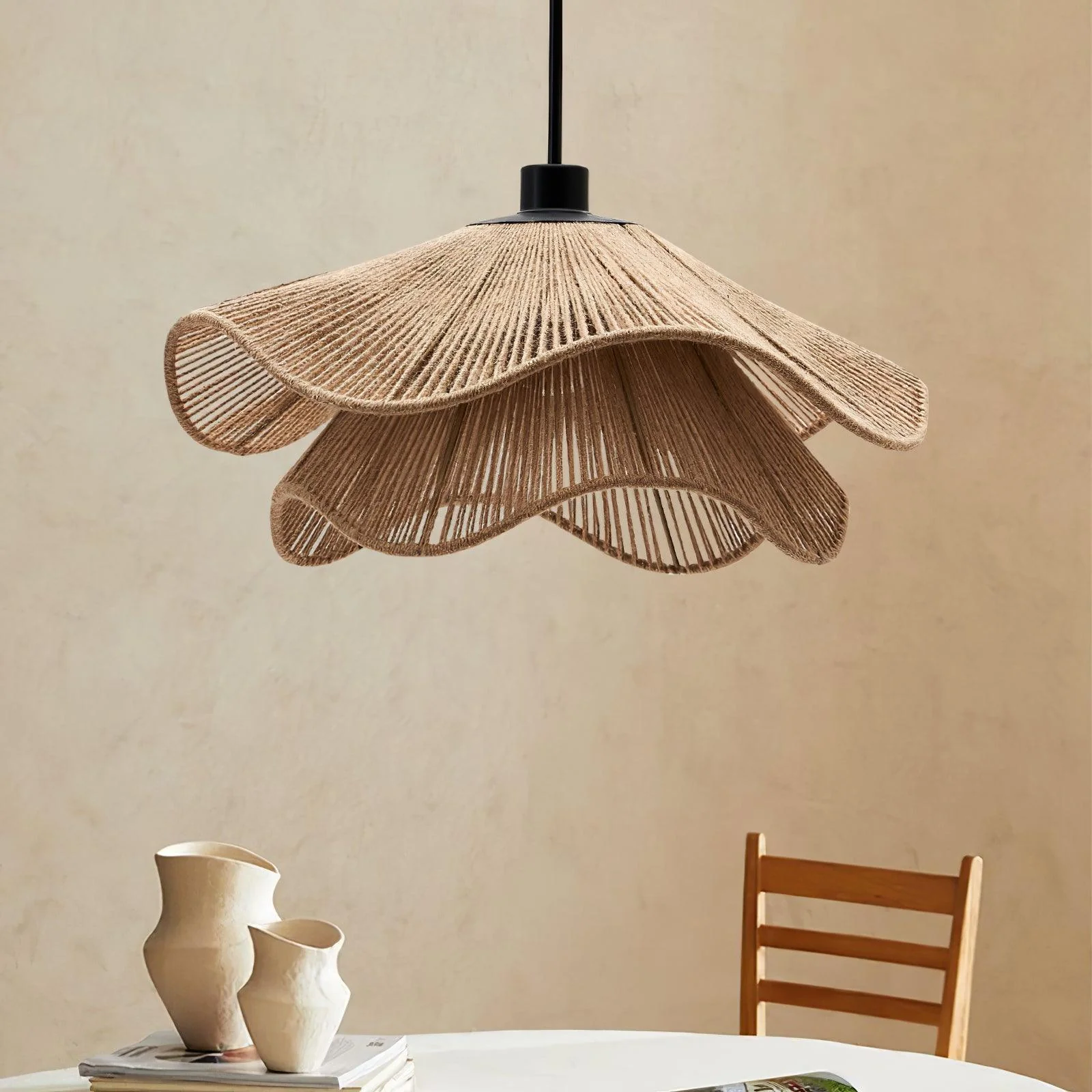 Lustra Pendant Lamp Handmade Straw Hat Double Layer - Image 5