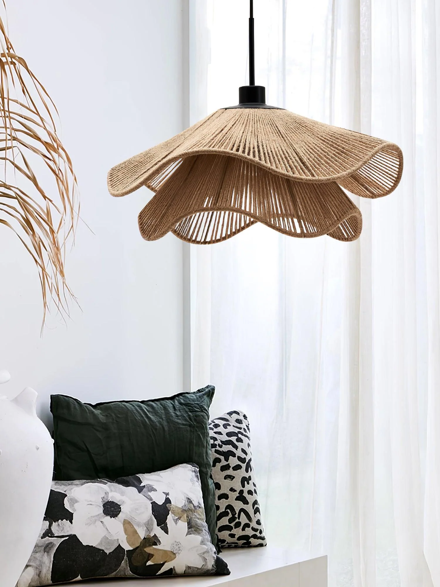 Lustra Pendant Lamp Handmade Straw Hat Double Layer - Image 7