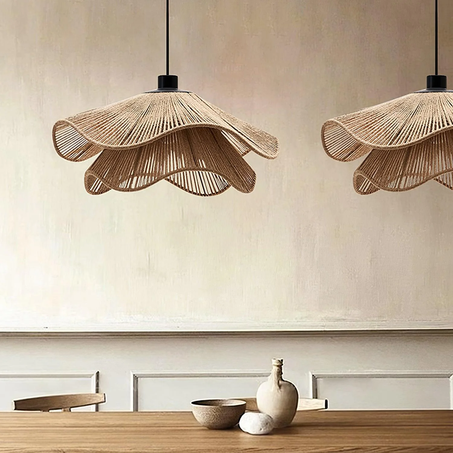 Lustra Pendant Lamp Handmade Straw Hat Double Layer - Image 9