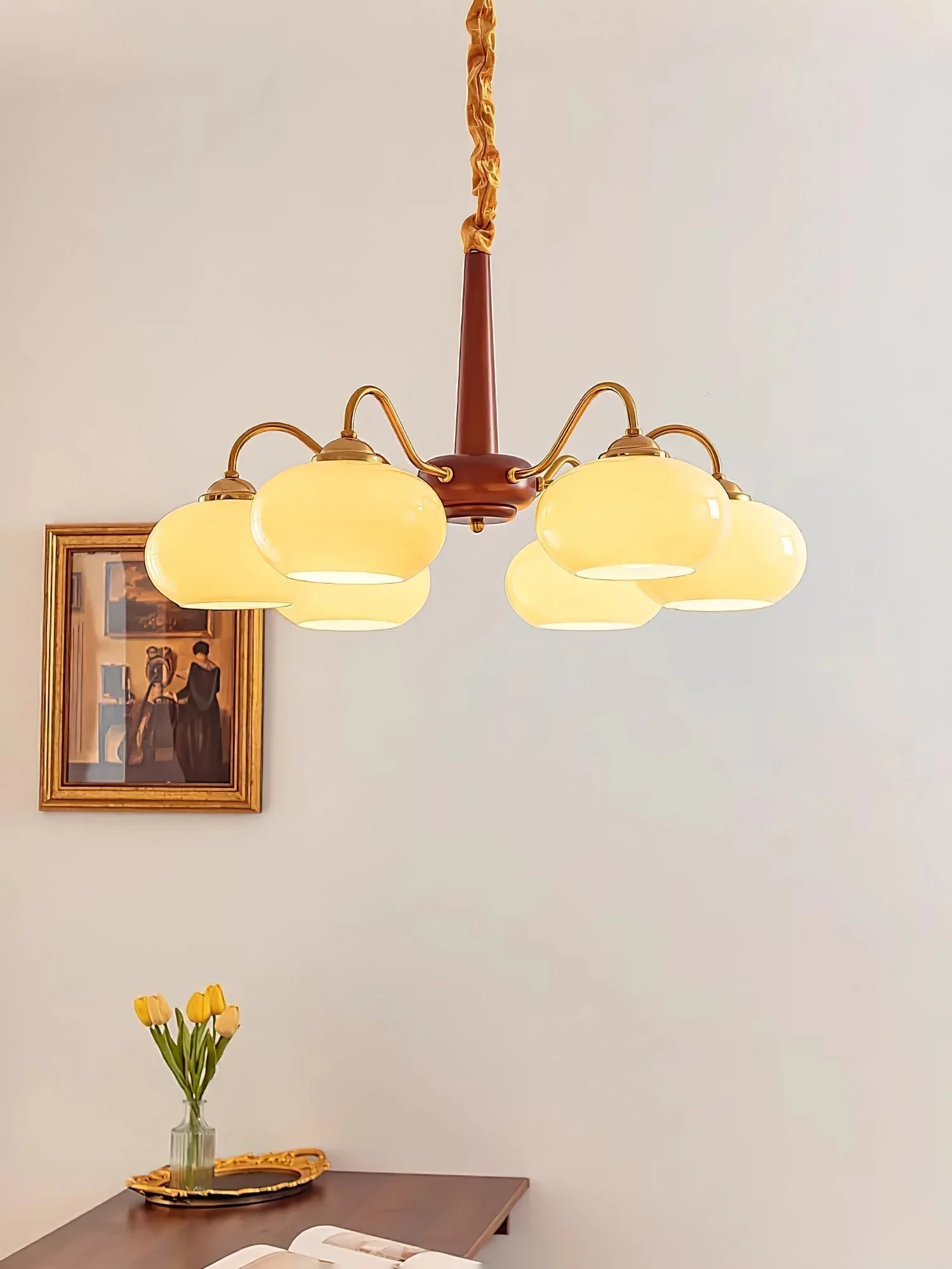 Lustra Pendant Lamp Persimmon Brass Glass Elegant - Image 25