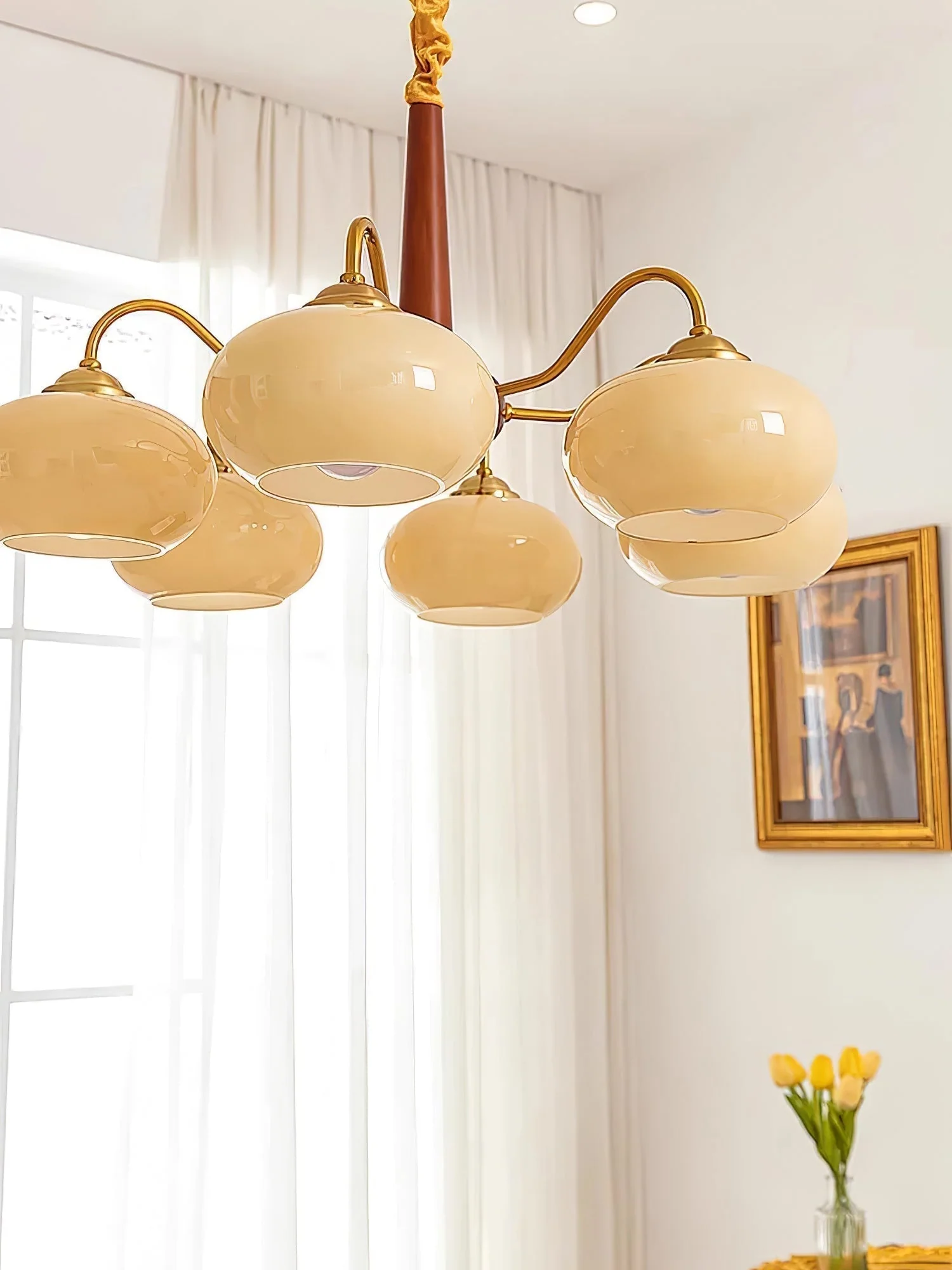 Lustra Pendant Lamp Persimmon Brass Glass Elegant - Image 26