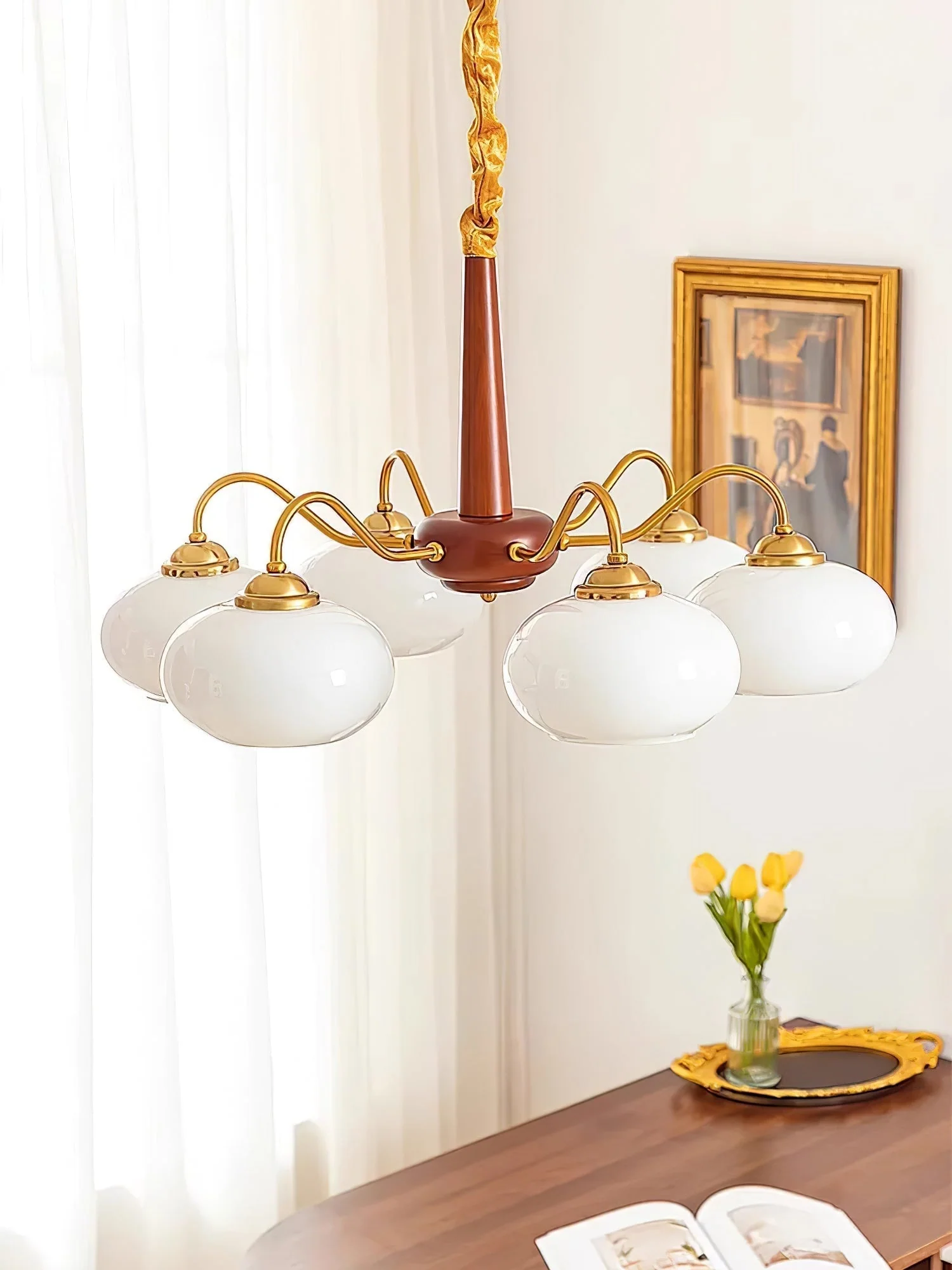 Lustra Pendant Lamp Persimmon Brass Glass Elegant - Image 27
