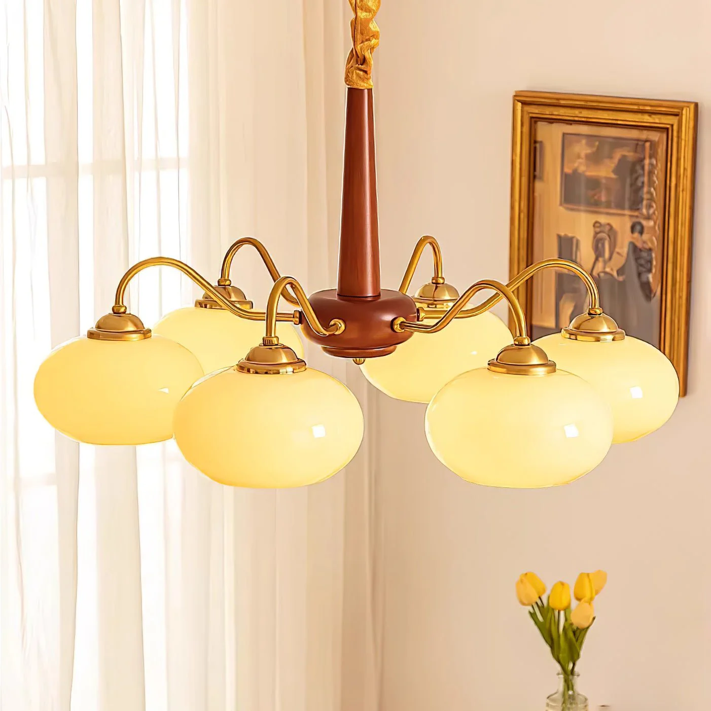Lustra Pendant Lamp Persimmon Brass Glass Elegant - Image 28
