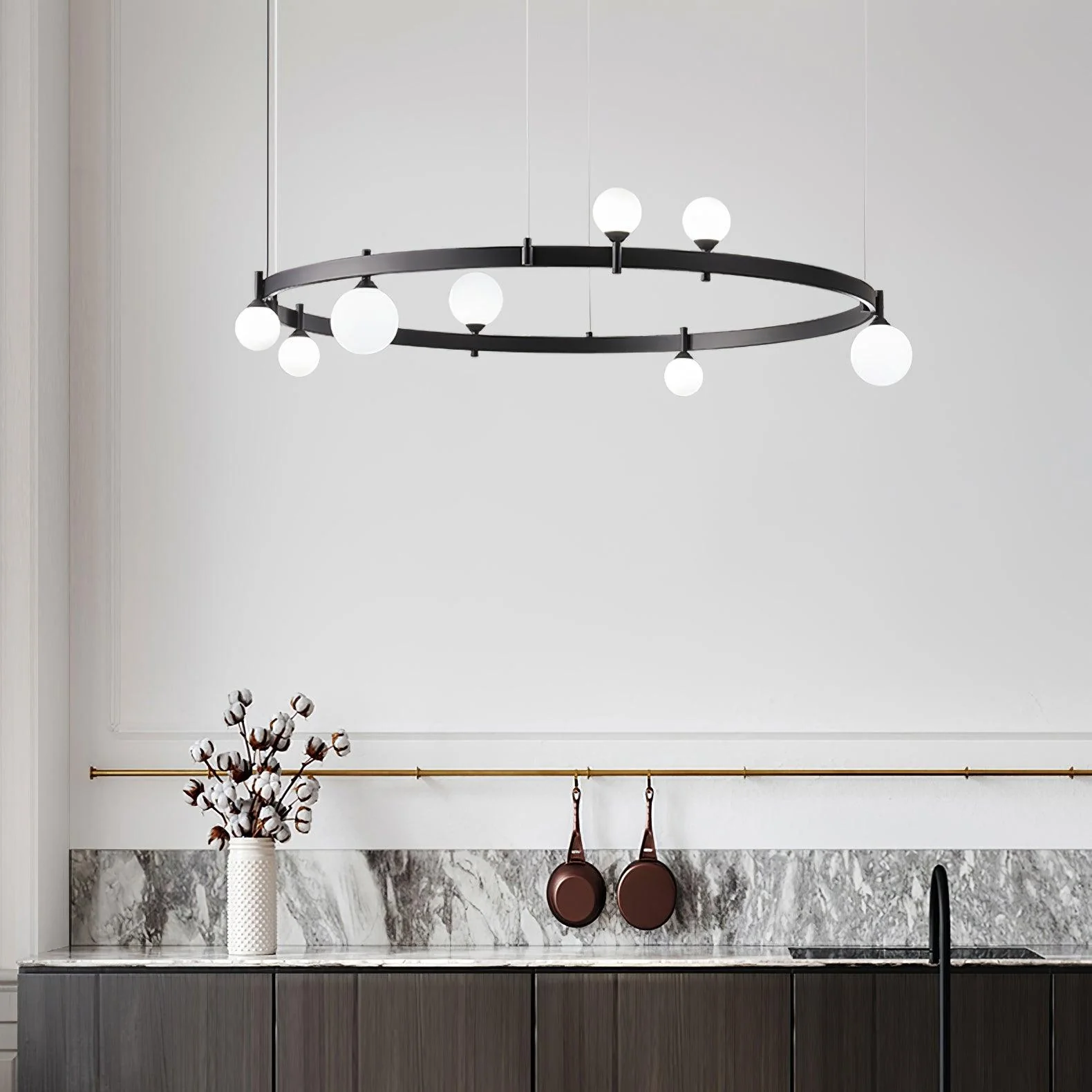 Lustra Pendant Lamp Round Black Ring - Image 13