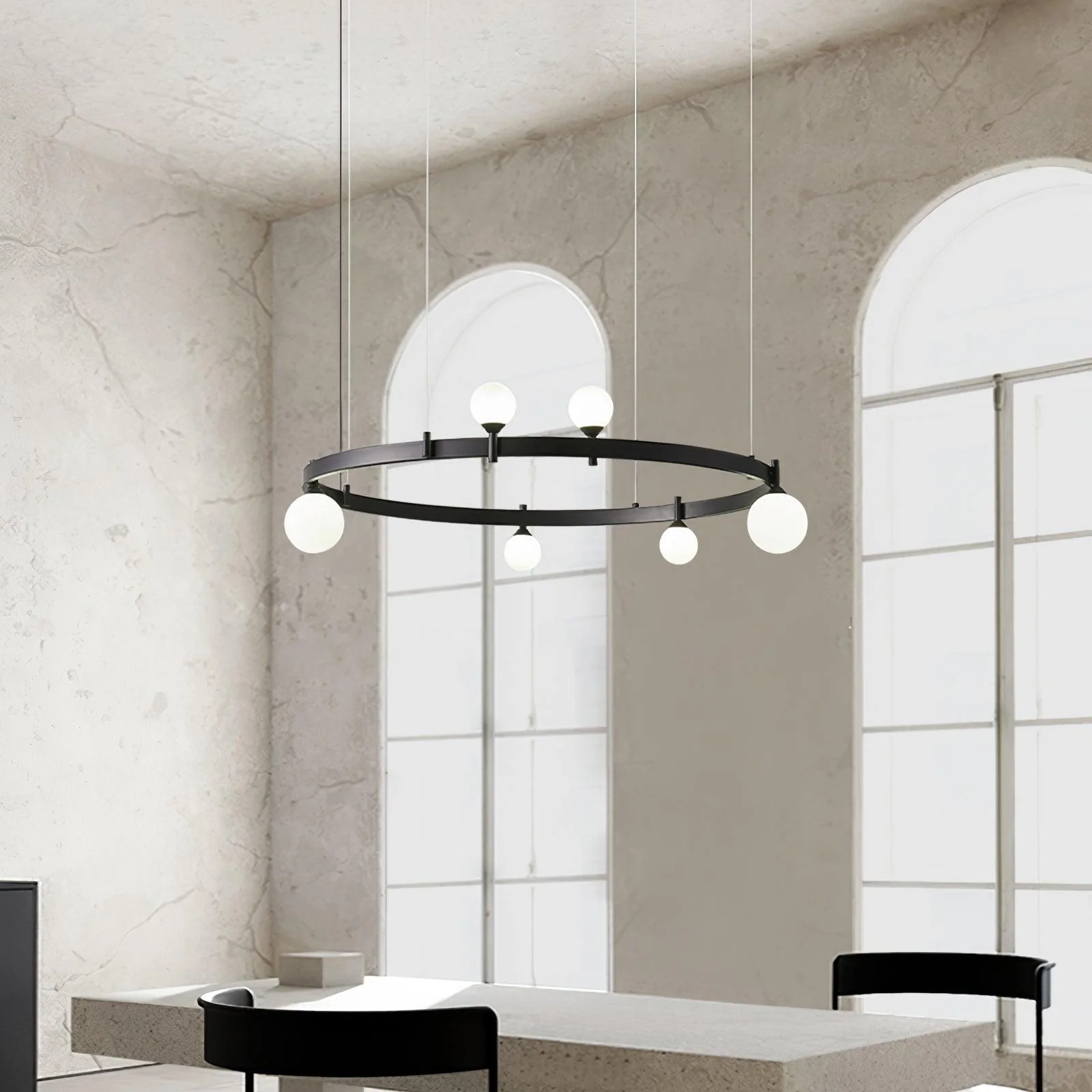 Lustra Pendant Lamp Round Black Ring - Image 8