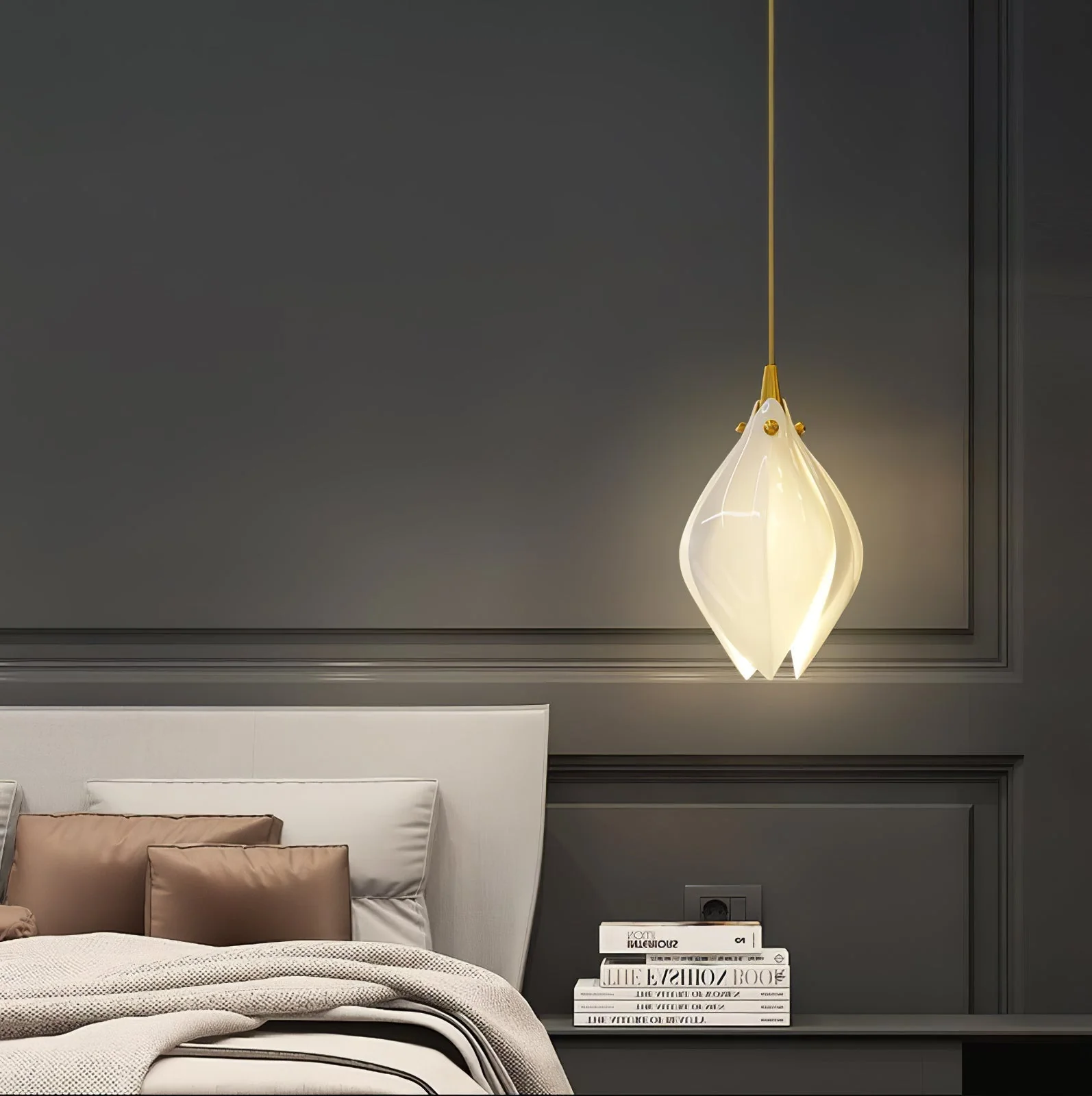 Lustra Pendant Lamp White Floral Ceramic - Image 11